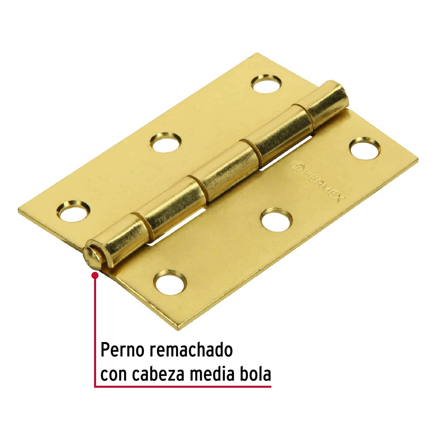 Bisagra rectangular 3", latón, blister con 2 pzas