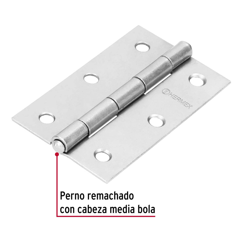 Bisagra rectangular 3-1/2", acero pulido