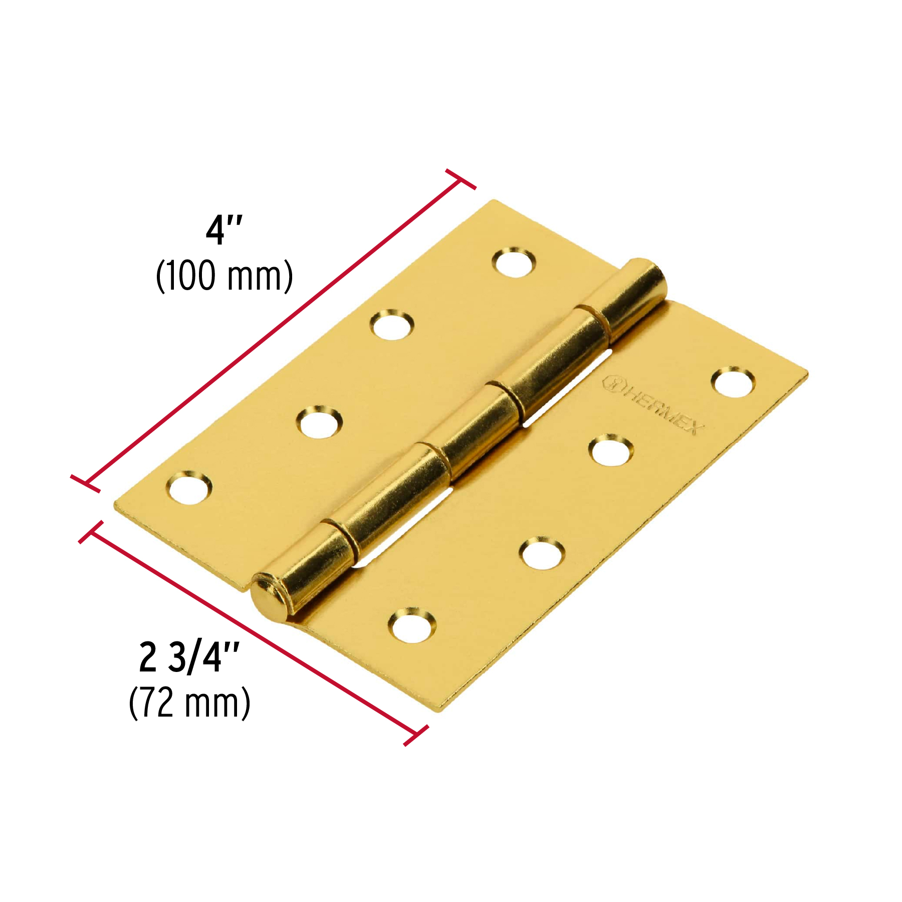 Bisagra rectangular 4", acero latonado