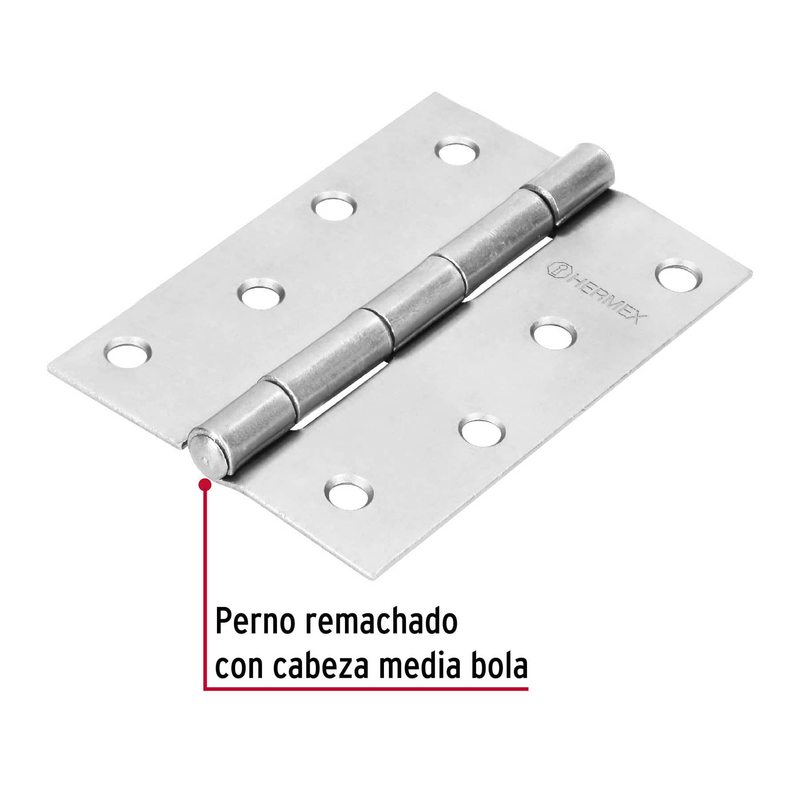 Bisagra rectangular 4", acero pulido
