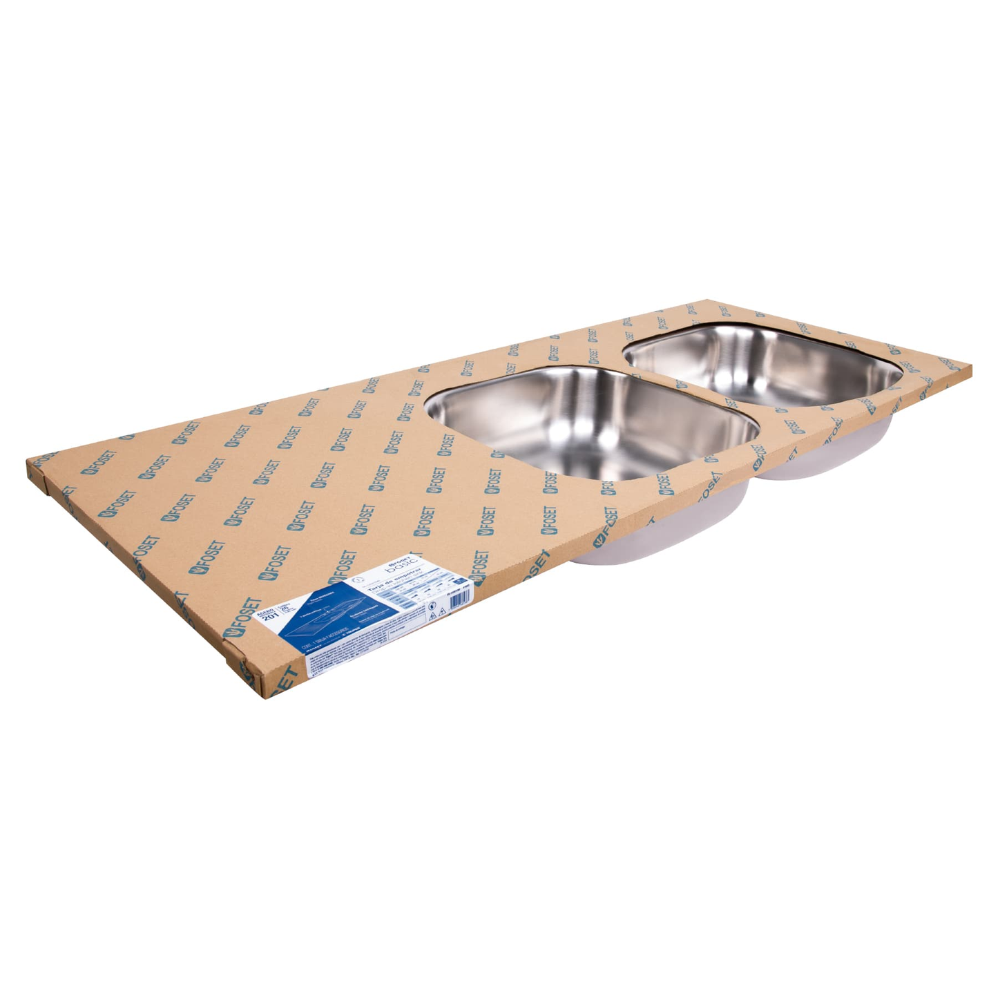 Tarja de empotrar 120x50x15 cm doble tina derecha Basic