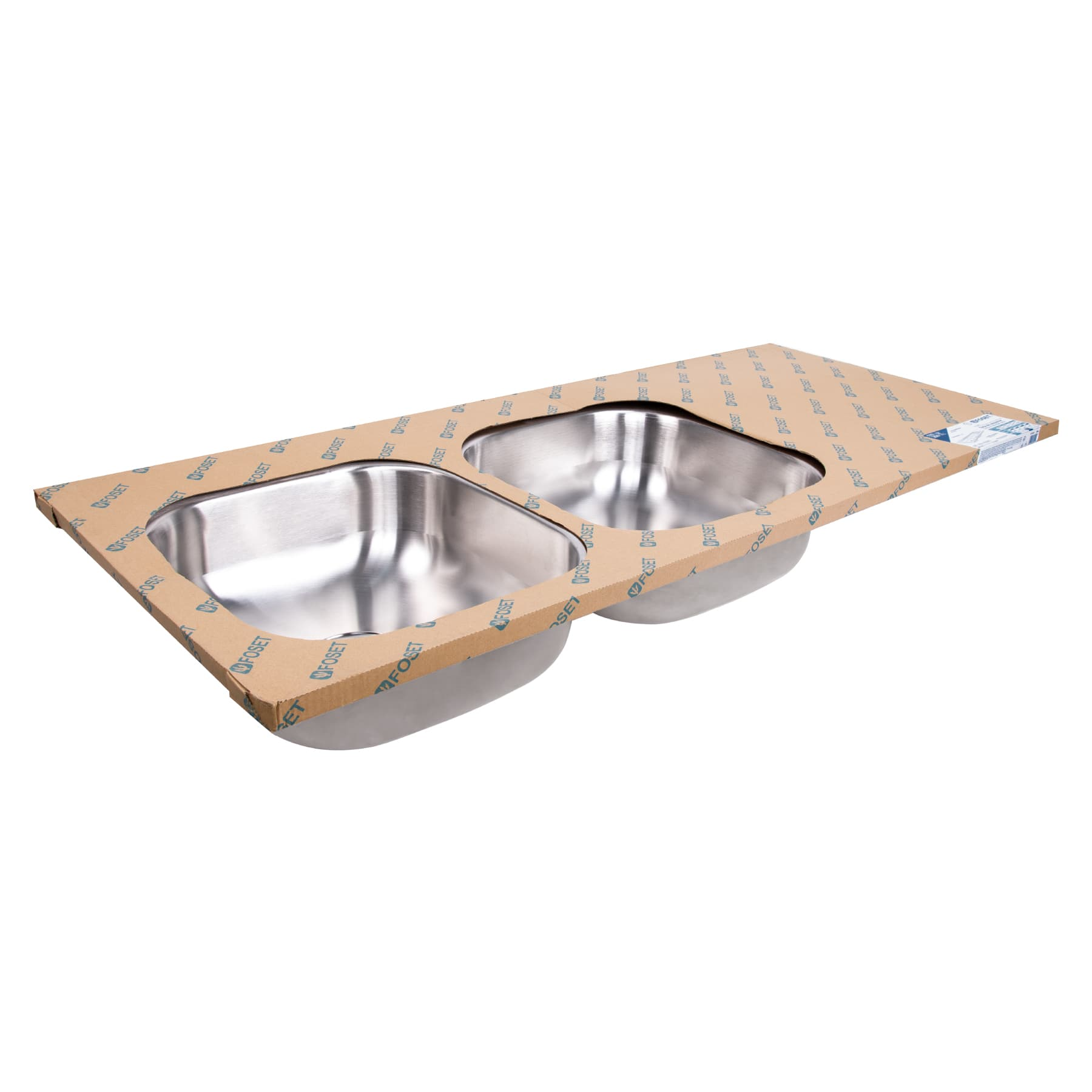 Tarja de empotrar 120 x 50 x 15, doble tina, izquierda