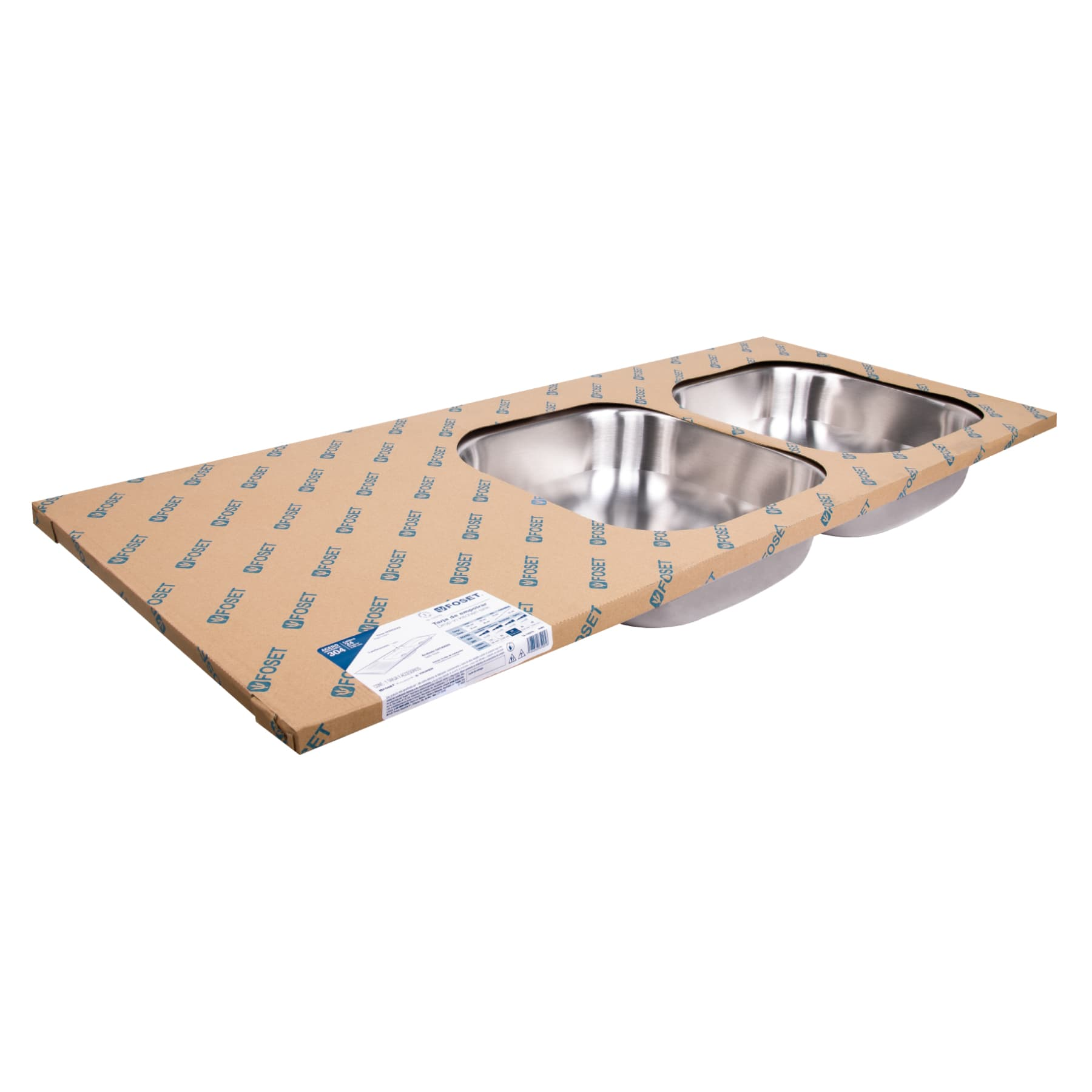 Tarja de empotrar 120 x 50 x 15, doble tina, derecha