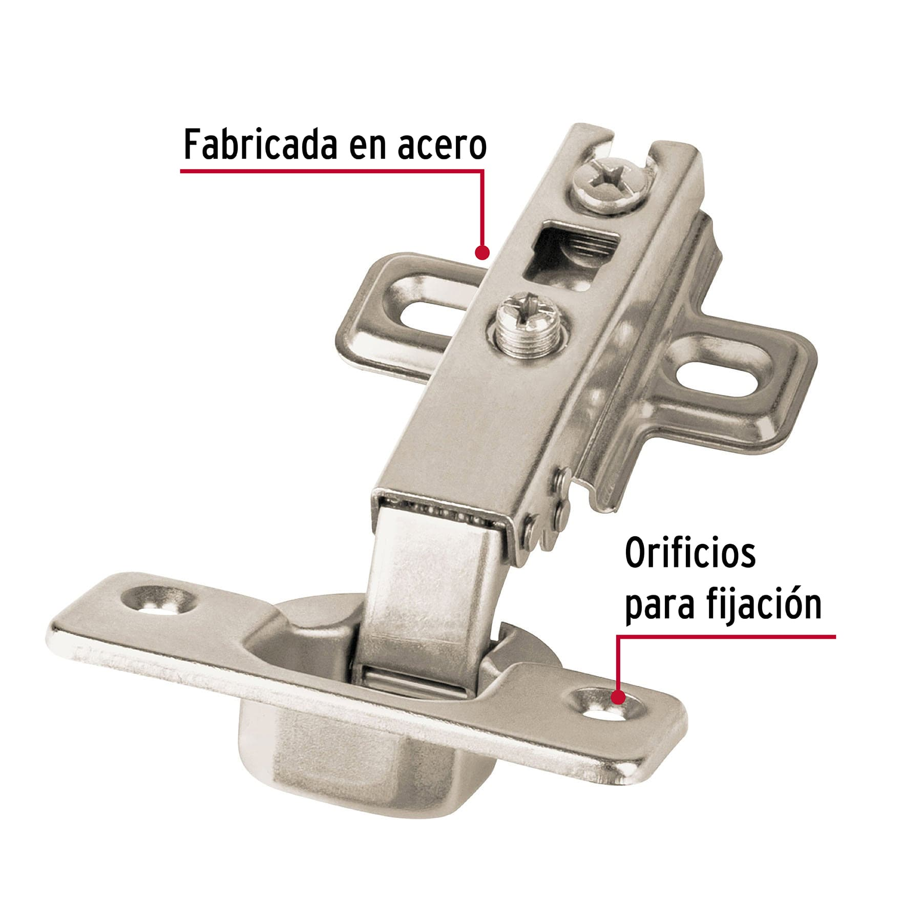 Bisagras bidimensional, 110°, cobertura media, bolsa 2 pzas