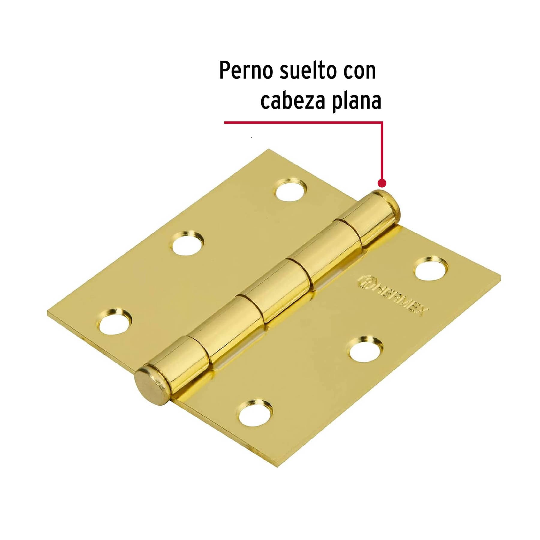 Bisagras cuadradas 3", acero latonado, plana, blíster 2
