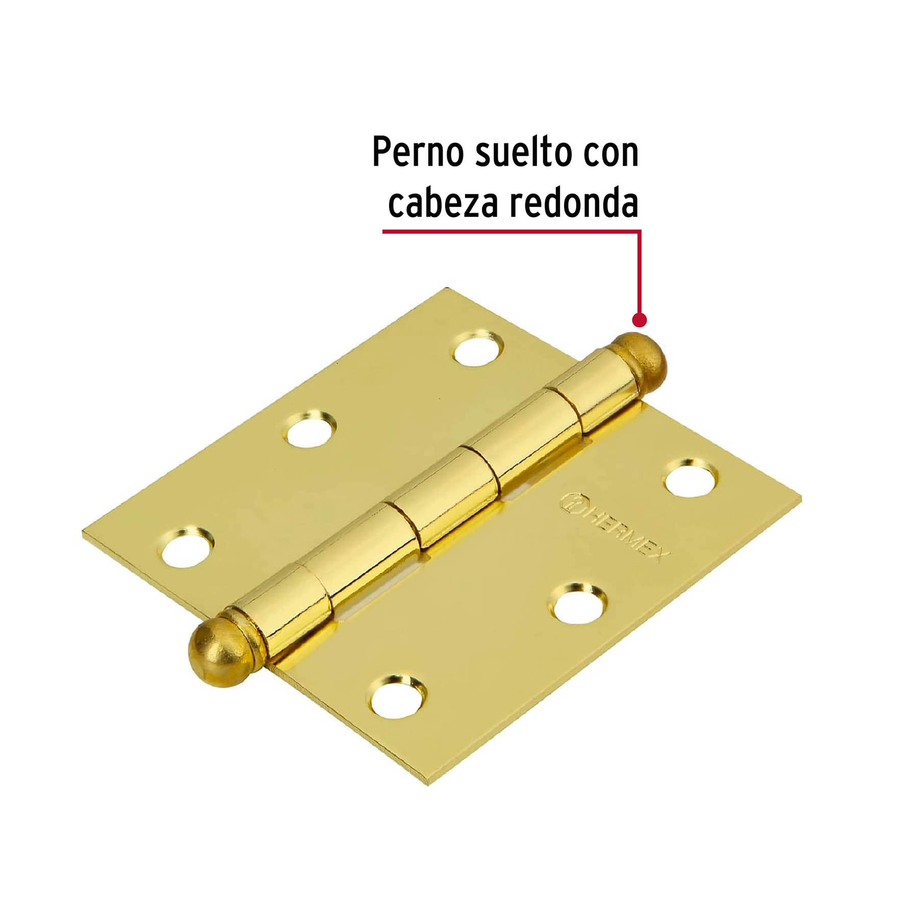 Bisagras cuadradas 3", acero latonado, redonda ,blíster 2