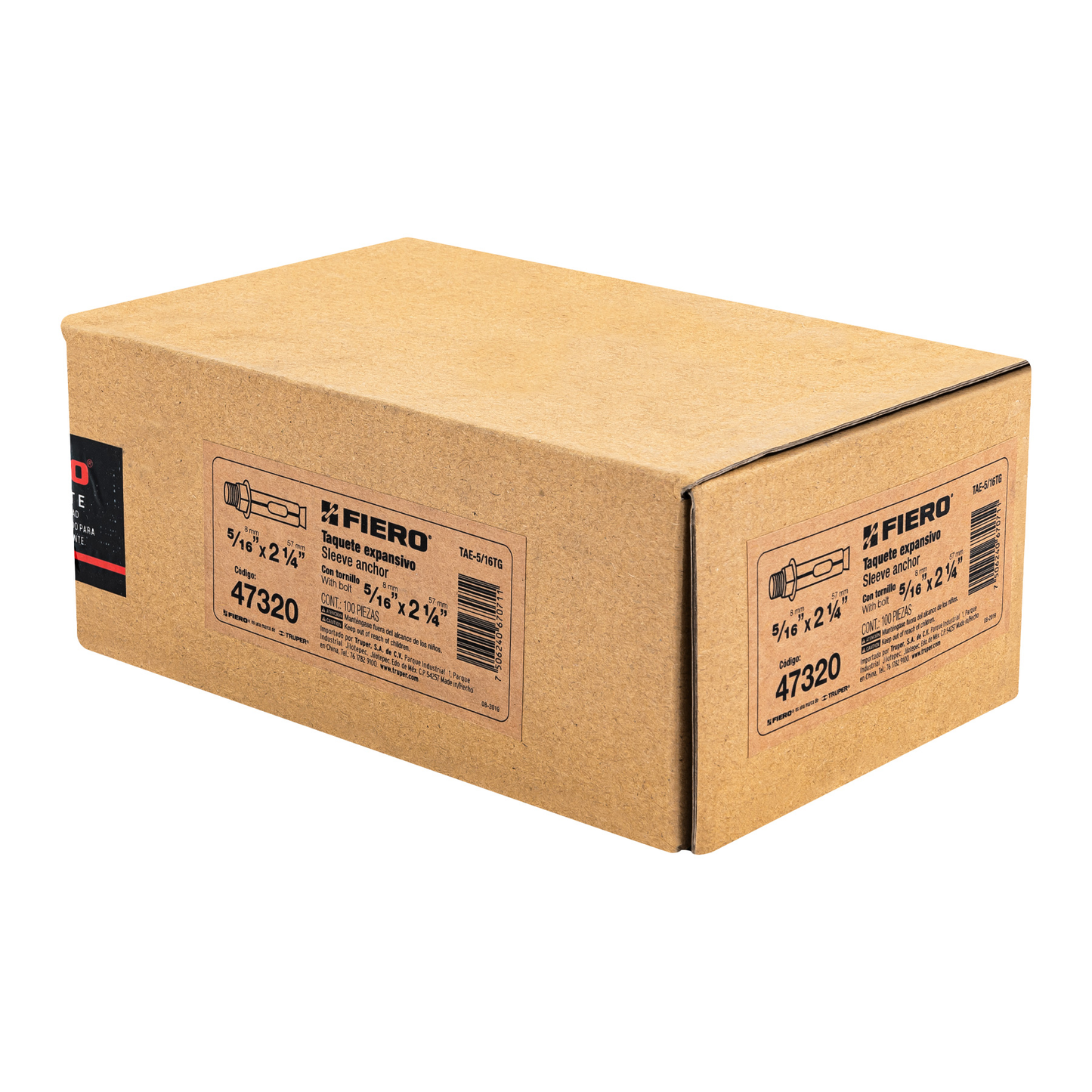 Taquete de expansión, 5/16" con tornillo, caja 100 piezas
