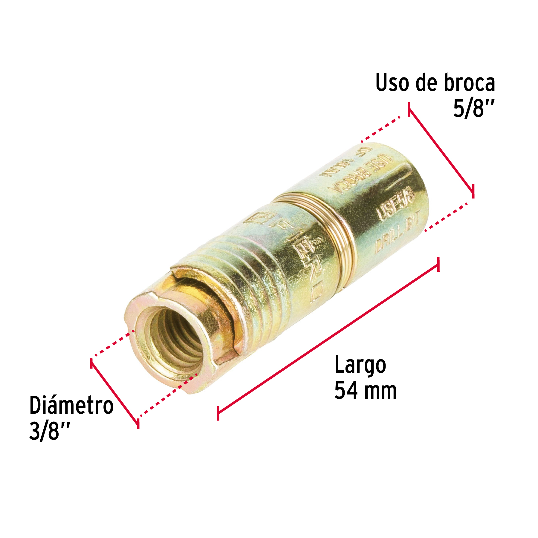 Taquete de expansión, 3/8", bolsa 4 piezas