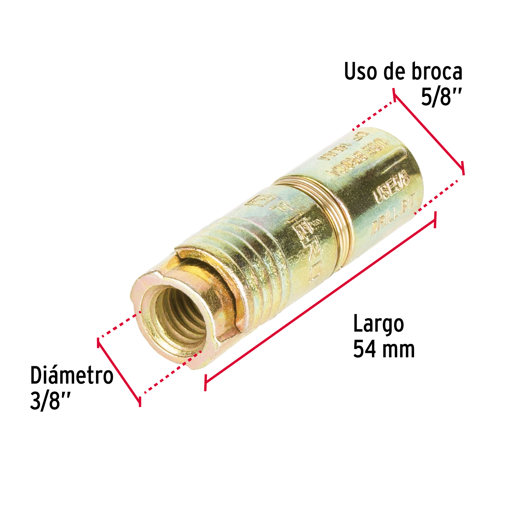 Taquete de expansión, 3/8" sin tornillo, caja 50 piezas