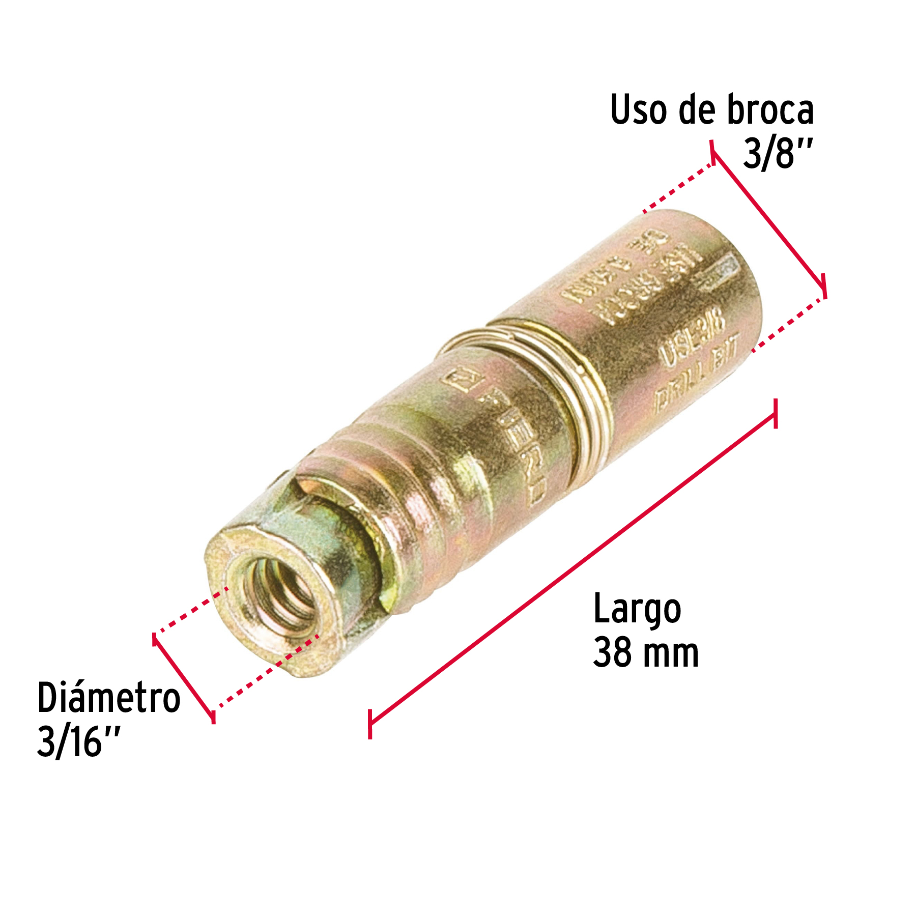 Taquete de expansión, 3/16", bolsa 4 piezas
