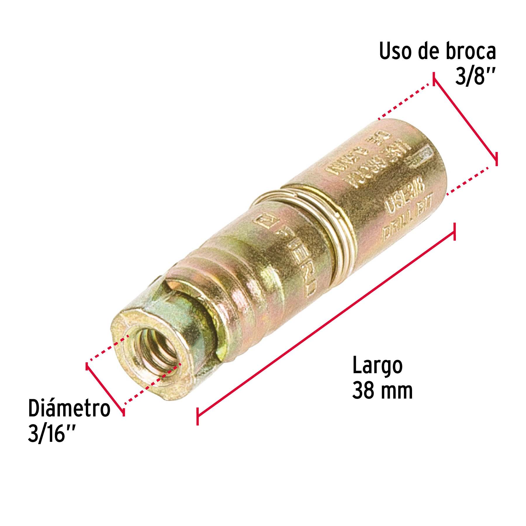 Taquete de expansión, 3/16" sin tornillo, caja 100 piezas