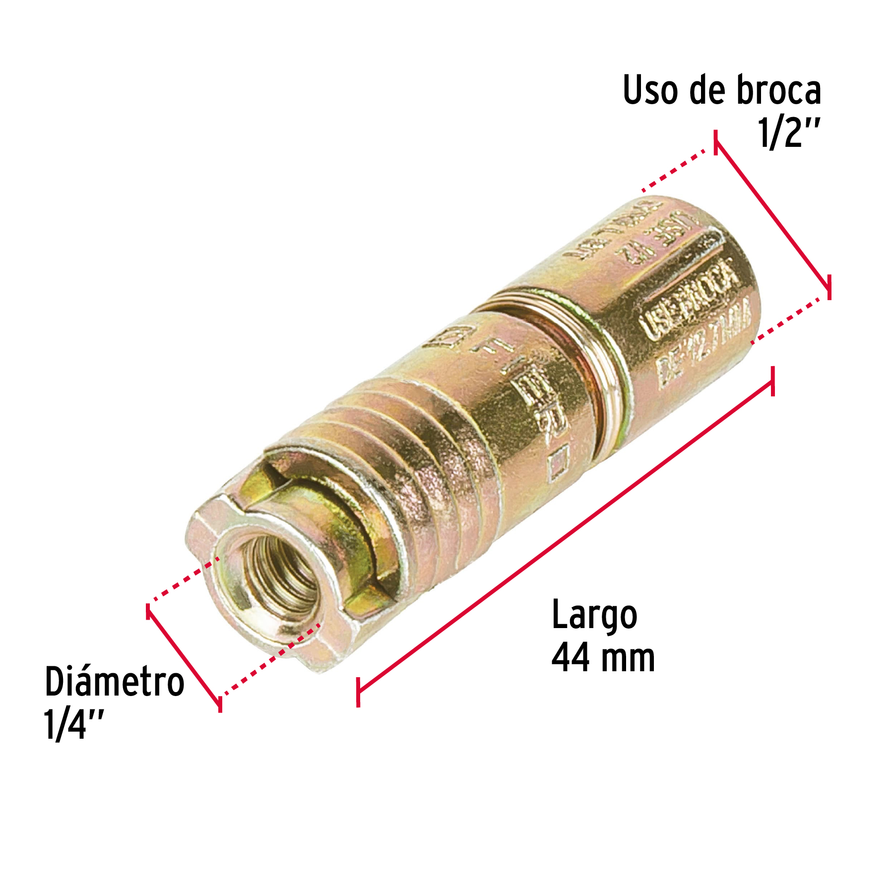Taquete de expansión, 1/4" sin tornillo, caja 100 piezas