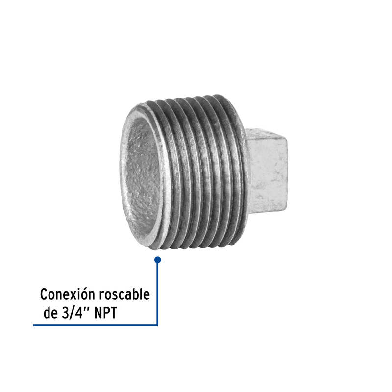 Tapón macho, acero galvanizado, 3/4"