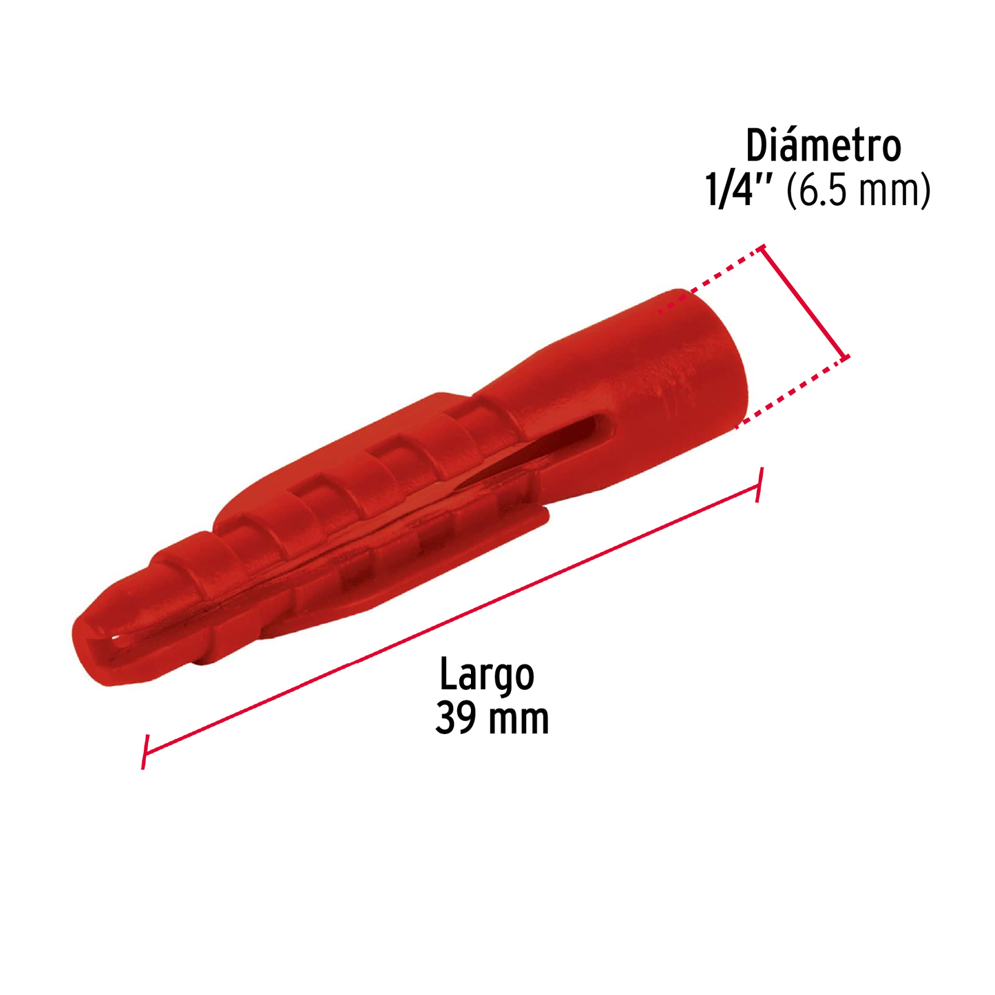 Taquete de 1/4", de plastico, bolsa 50 piezas