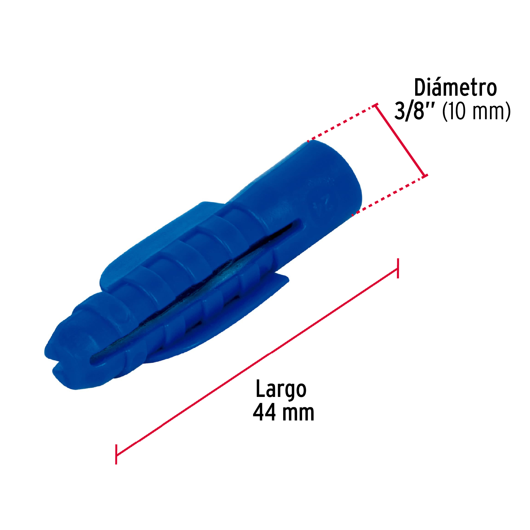 Taquete de 3/8", de plastico, bolsa 50 piezas