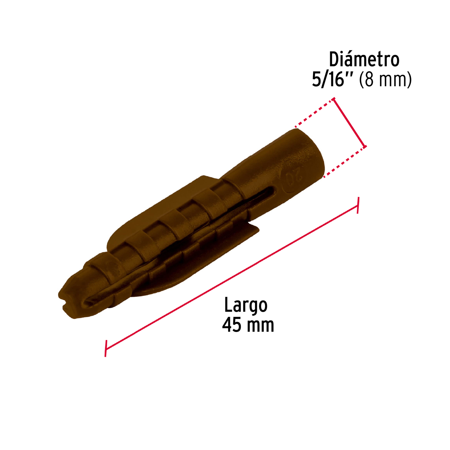 Taquete de 5/16", de plastico, bolsa 50 piezas
