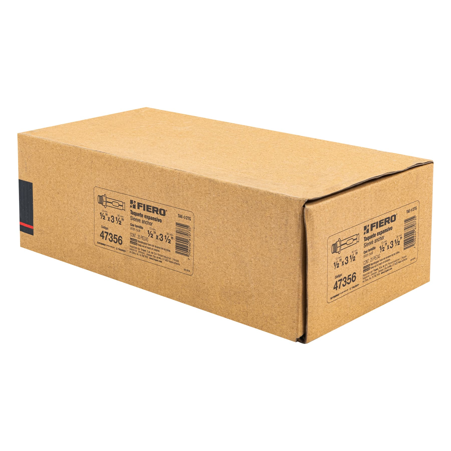 Taquete de expansión, 1/2" con tornillo, caja 25 piezas