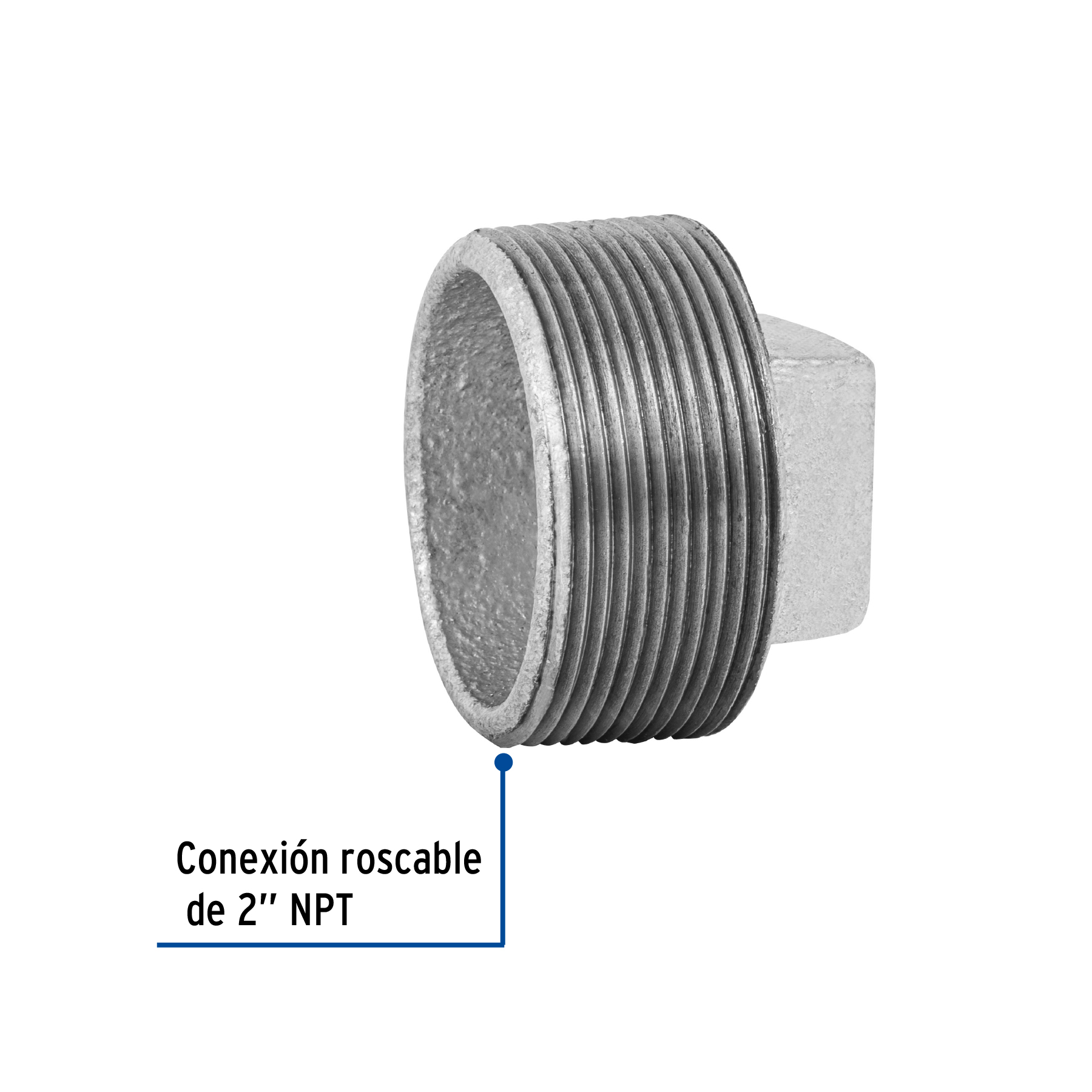 Tapón macho, acero galvanizado, 2"