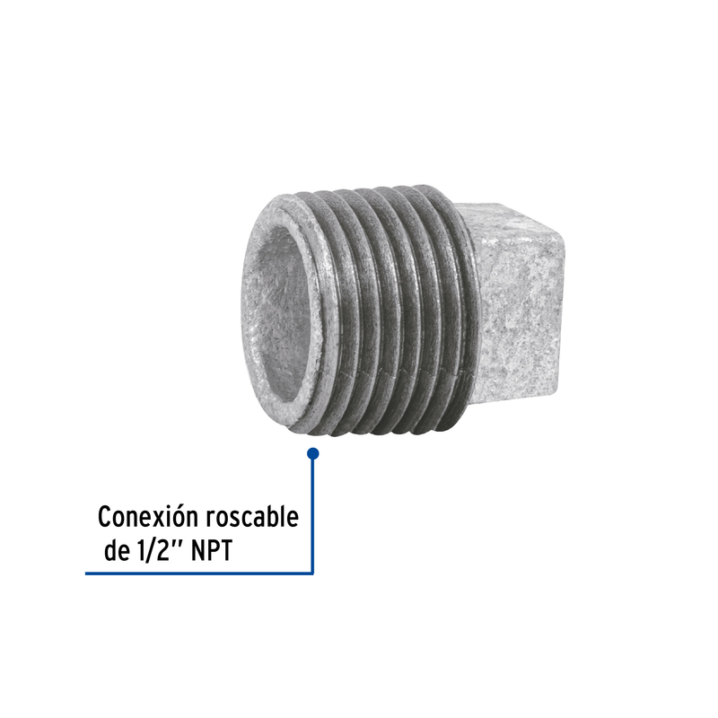 Tapón macho, acero galvanizado, 1/2"