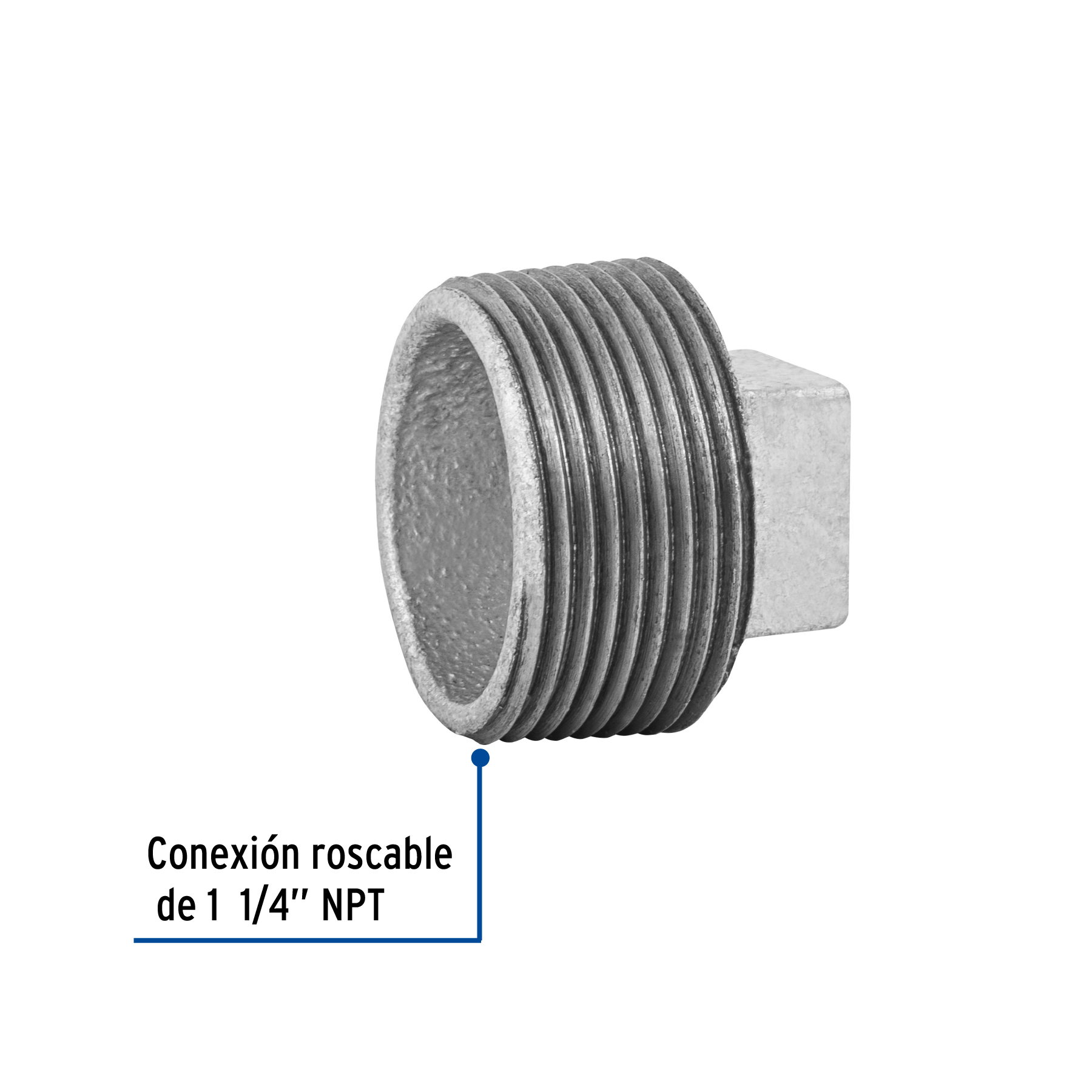 Tapón macho, acero galvanizado, 1-1/4"