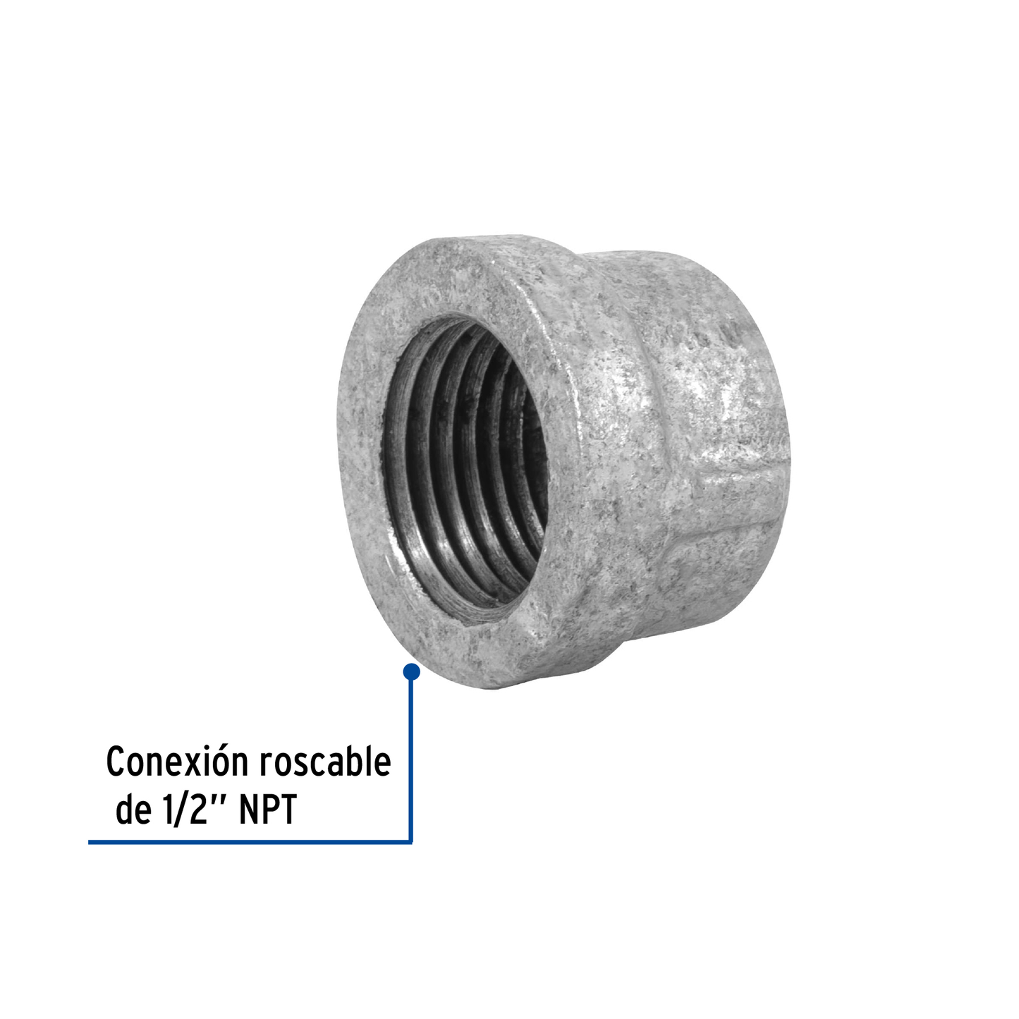 Tapón capa, acero galvanizado, 1/2"