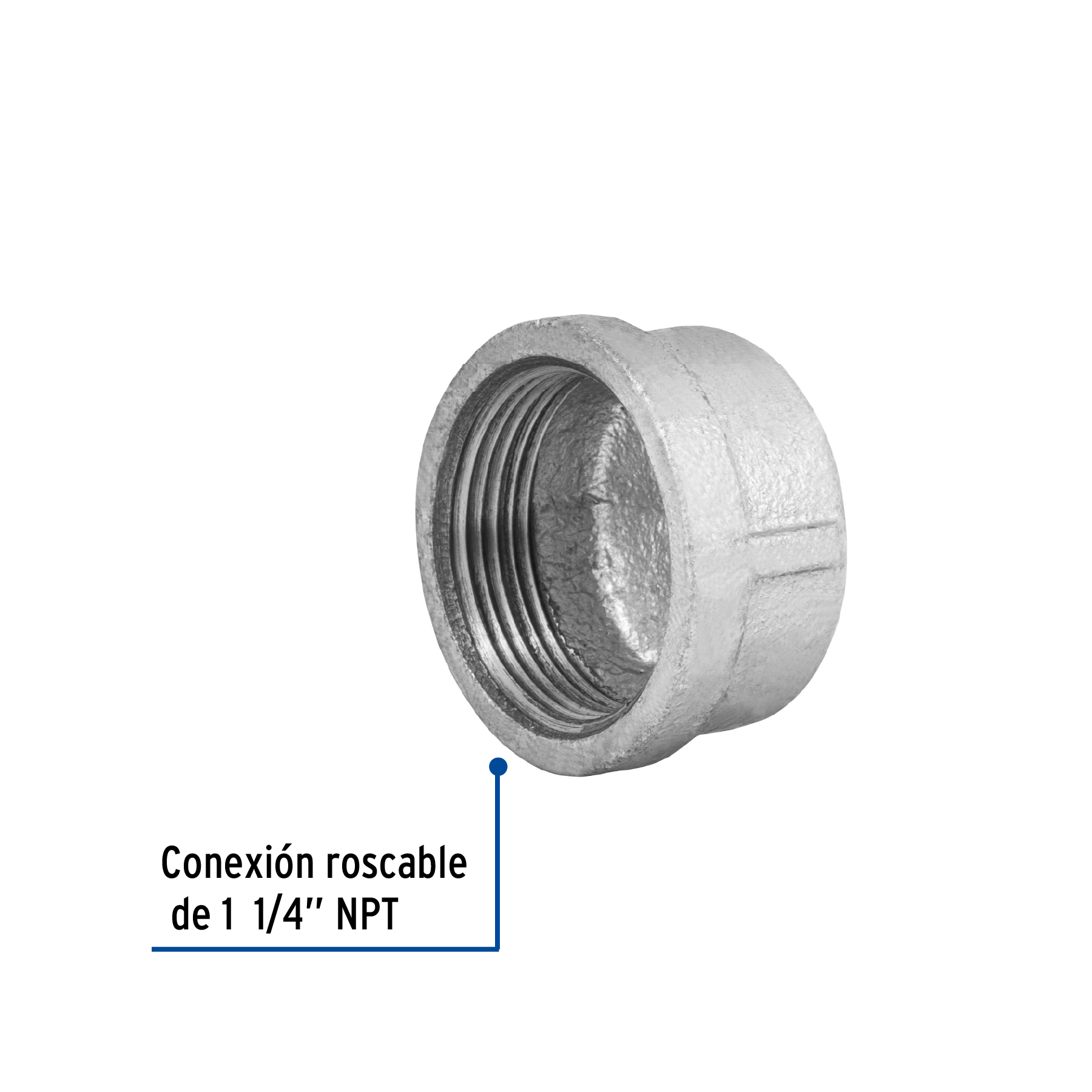 Tapón capa, acero galvanizado, 1-1/4"