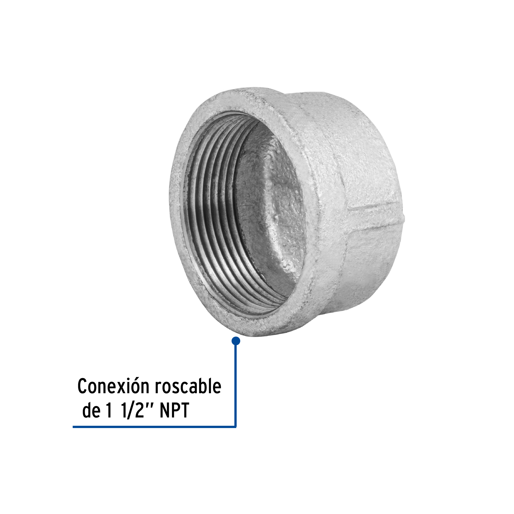 Tapón capa, acero galvanizado, 1-1/2"