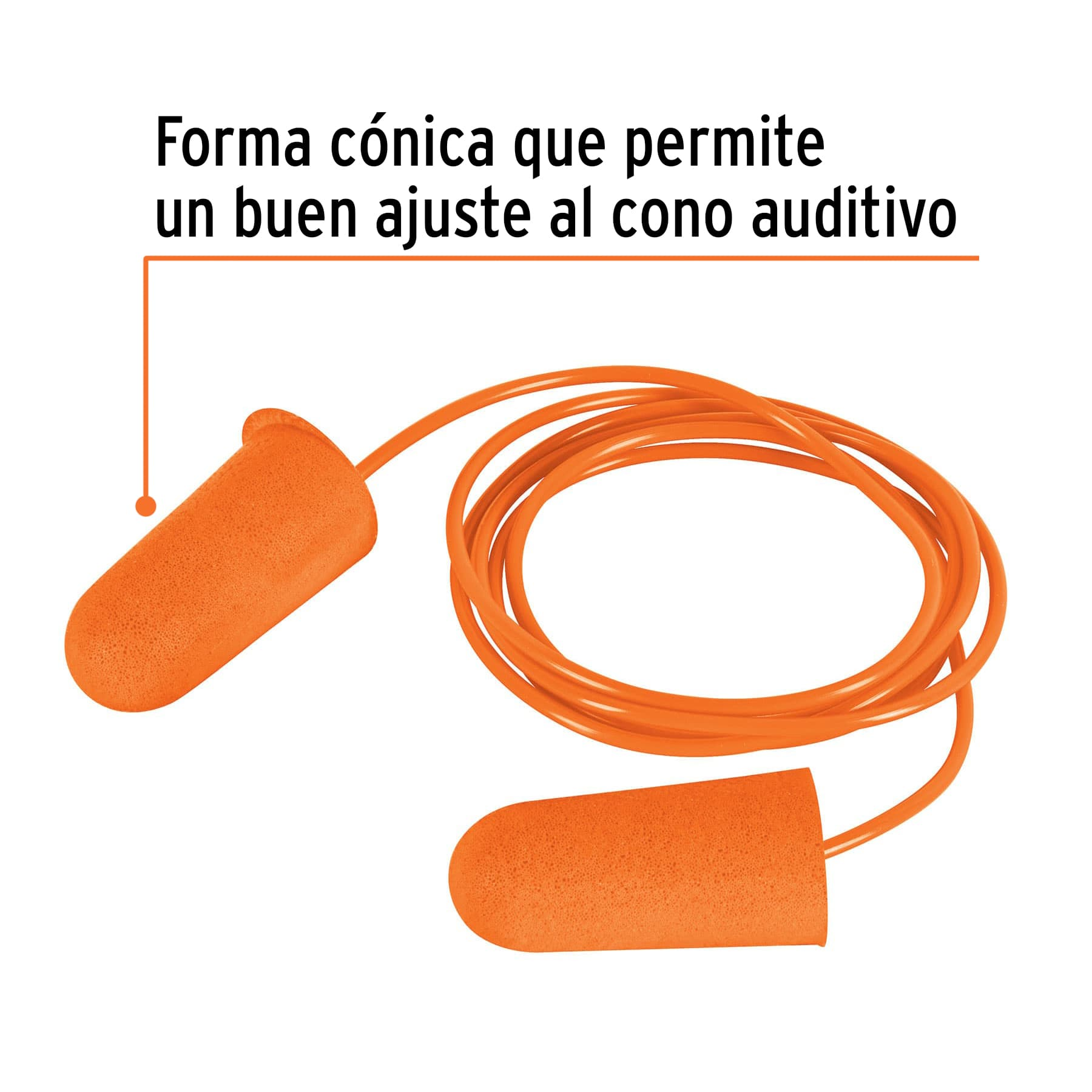 Tapón auditivo, desechable, de espuma con cordón