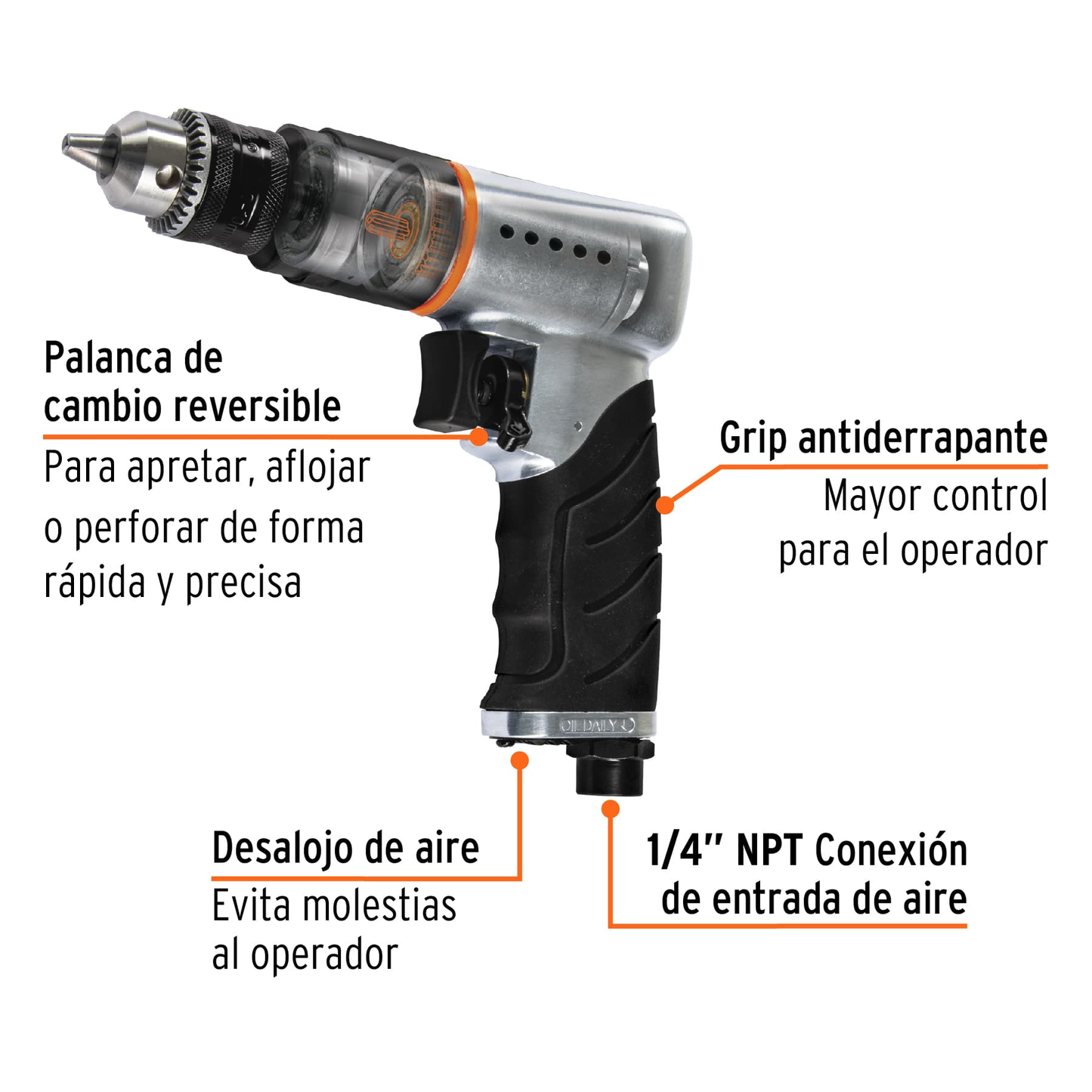 Taladro neumático reversible 3/8"