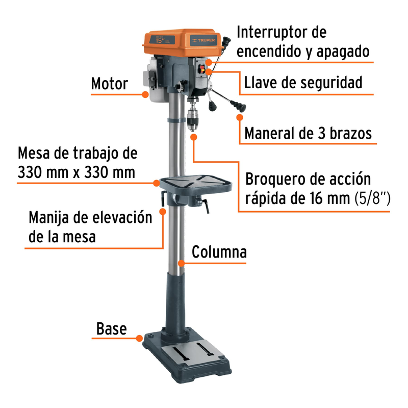 Taladro de piso 5/8 x 15"