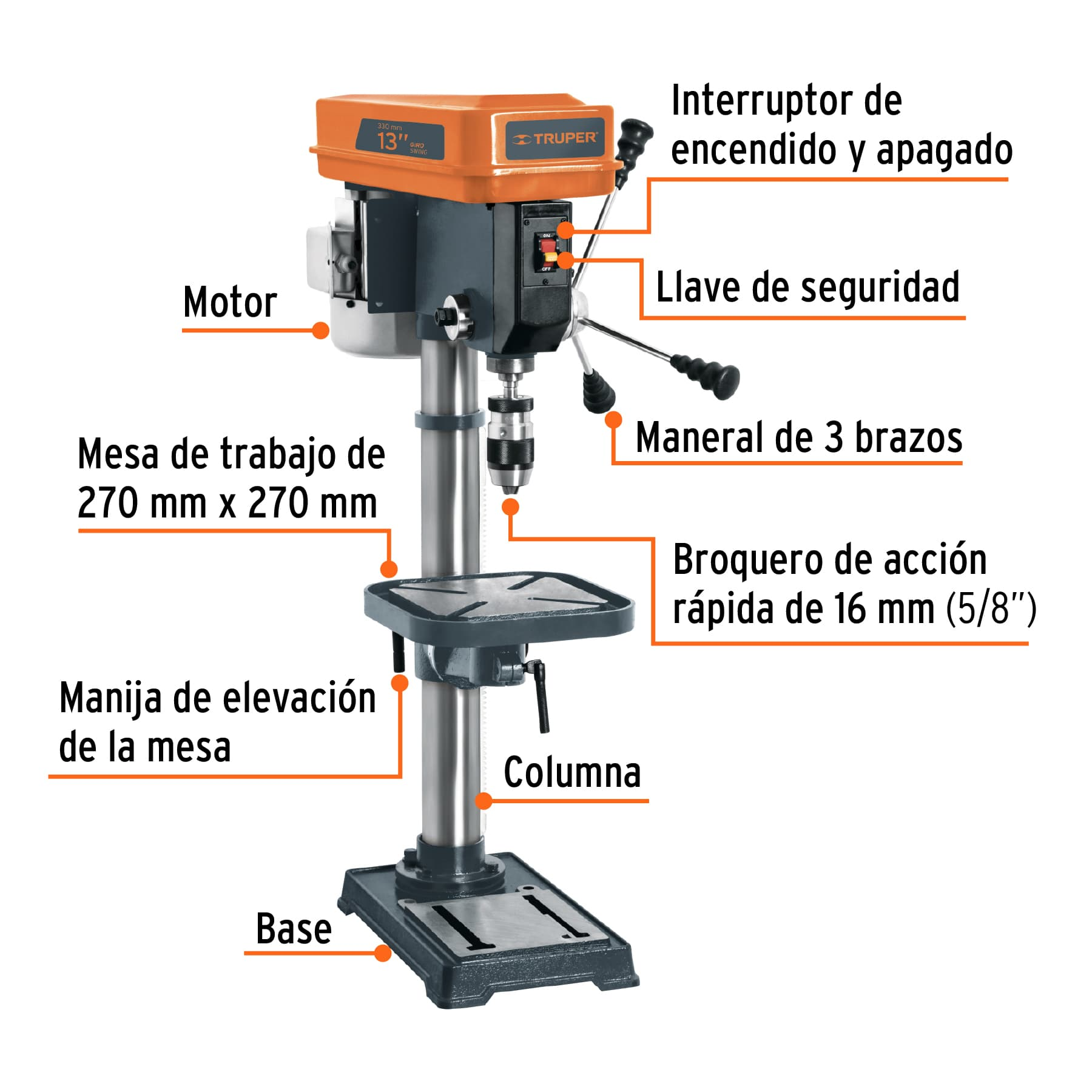 Taladro de piso 5/8 x 13"