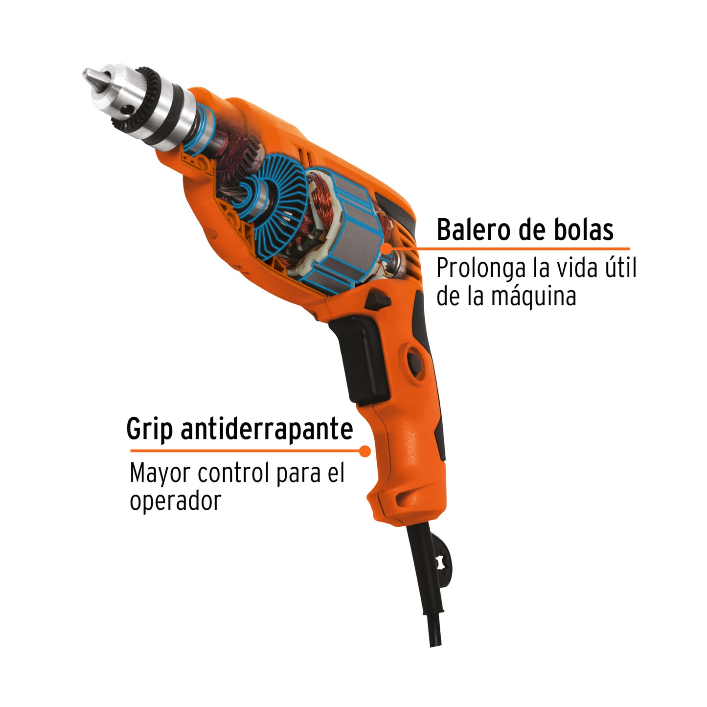 Taladro 3/8", industrial, 380 W
