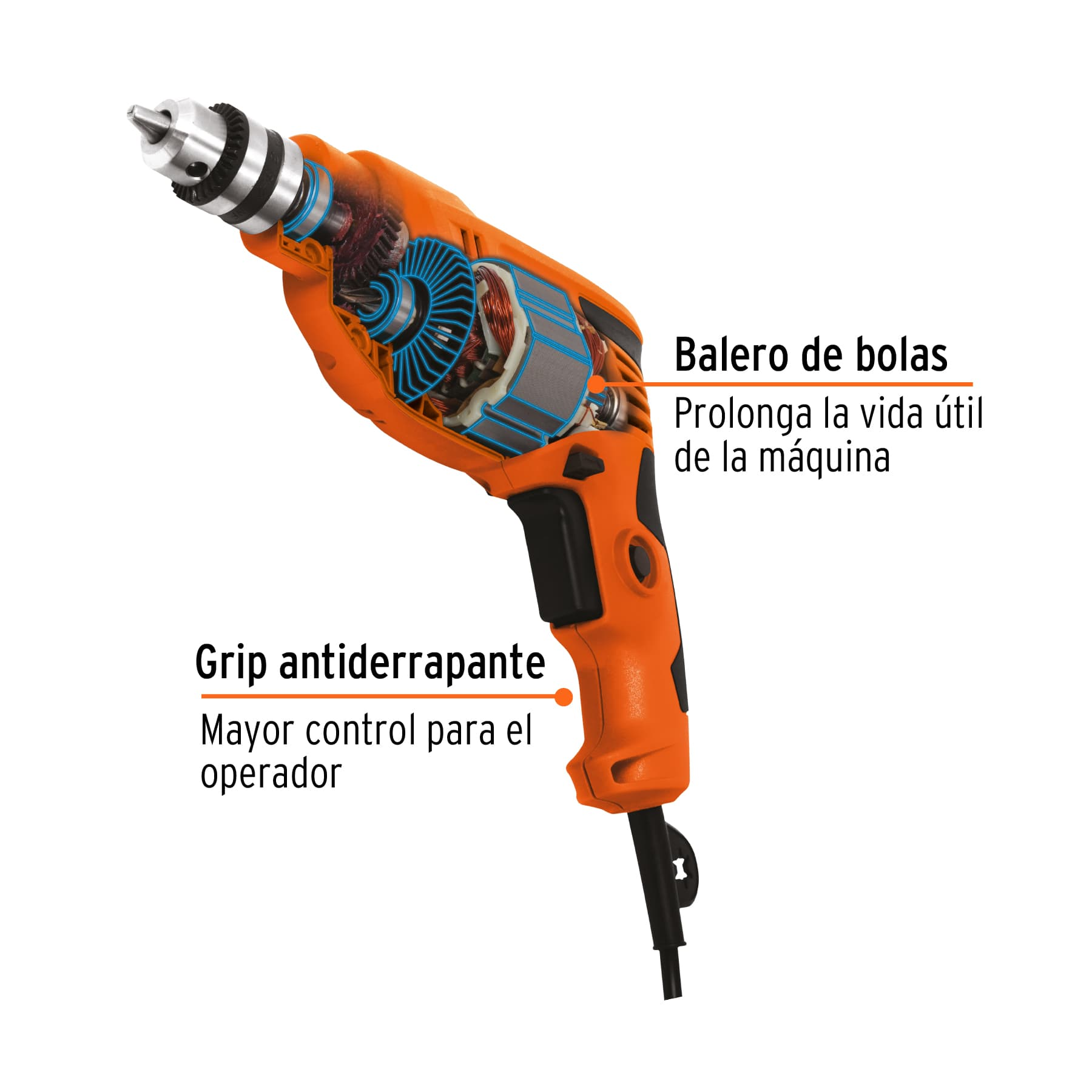 Taladro 3/8", industrial, 380 W