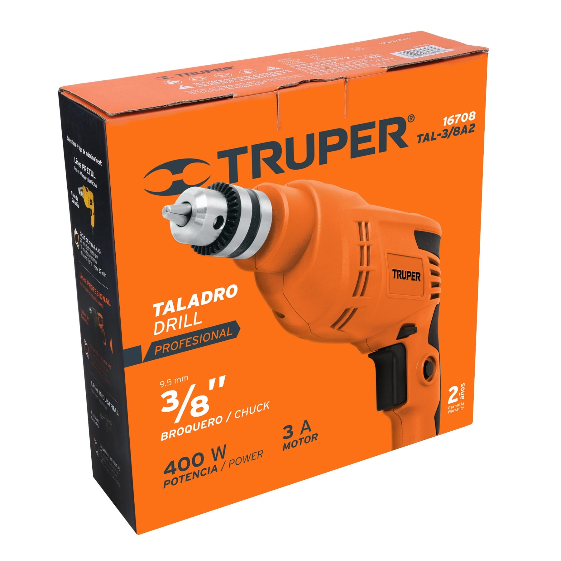 Taladro 3/8", industrial, 380 W