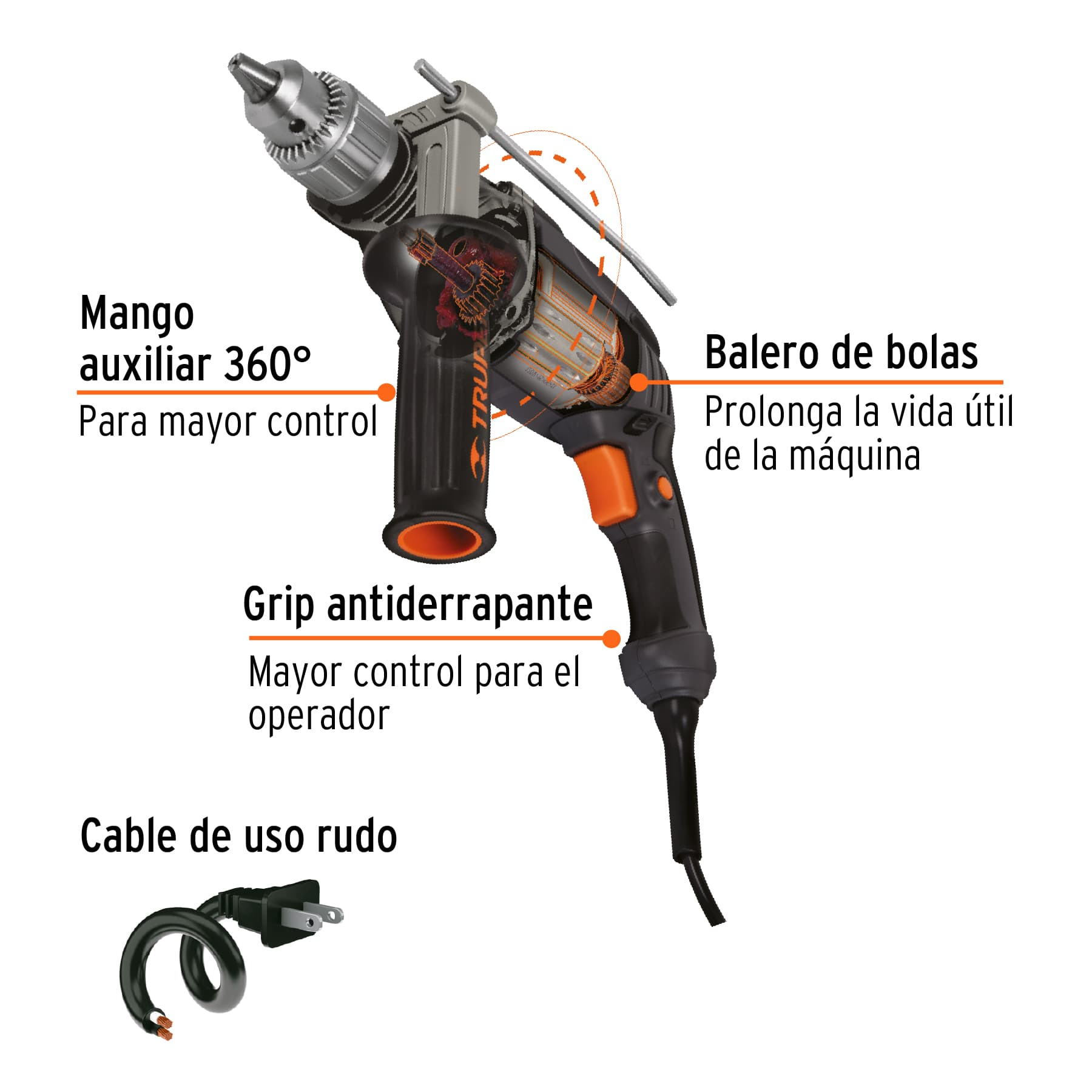Taladro 1/2", industrial, 650 W sustituto 103068