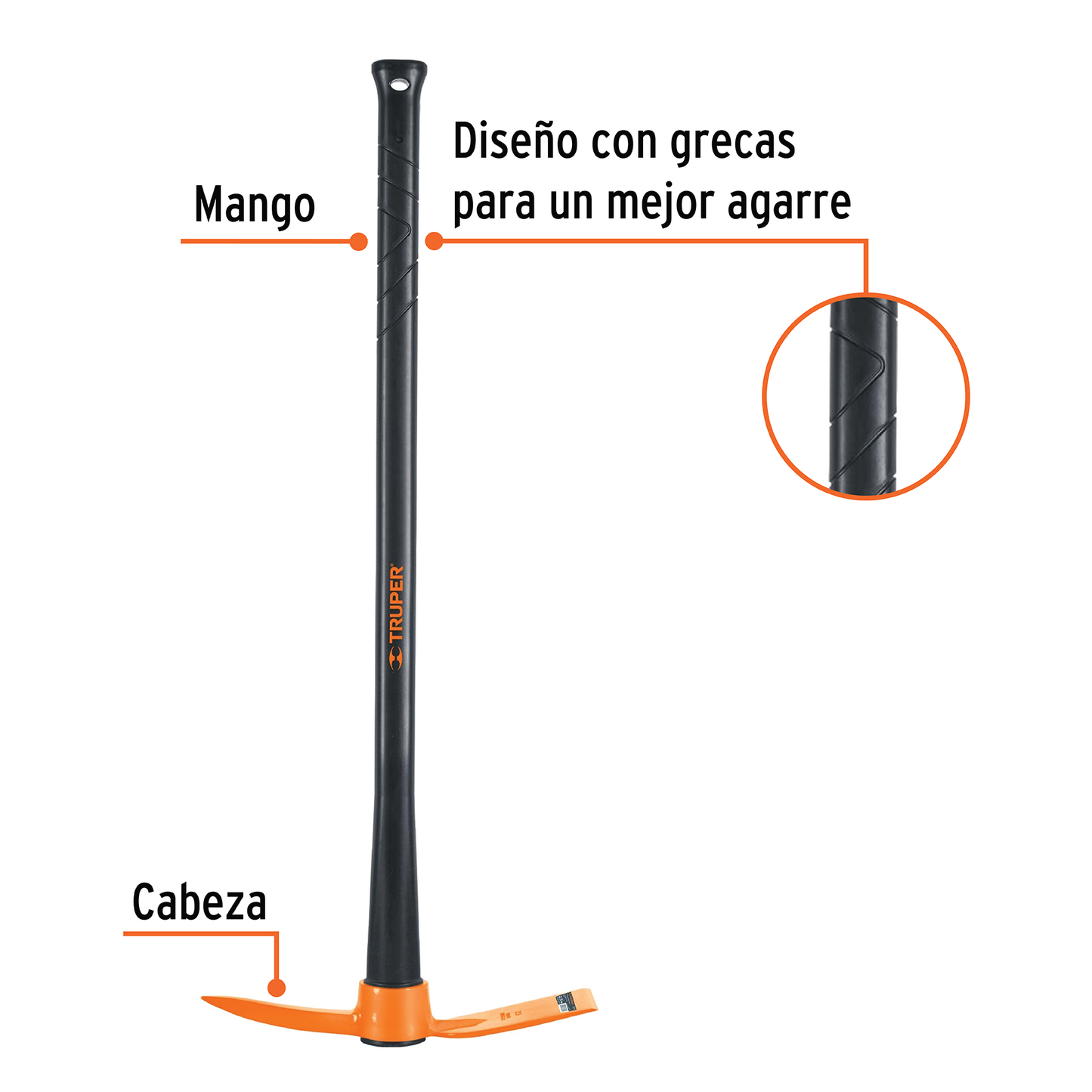 Talacho-pico 2.5 lbs mango de madera 36"