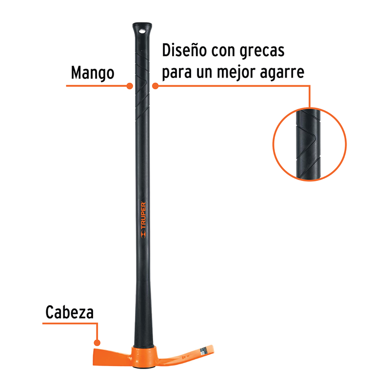 Talacho-hacha 2.5 lb, mango fibra de vidrio 36', Truper