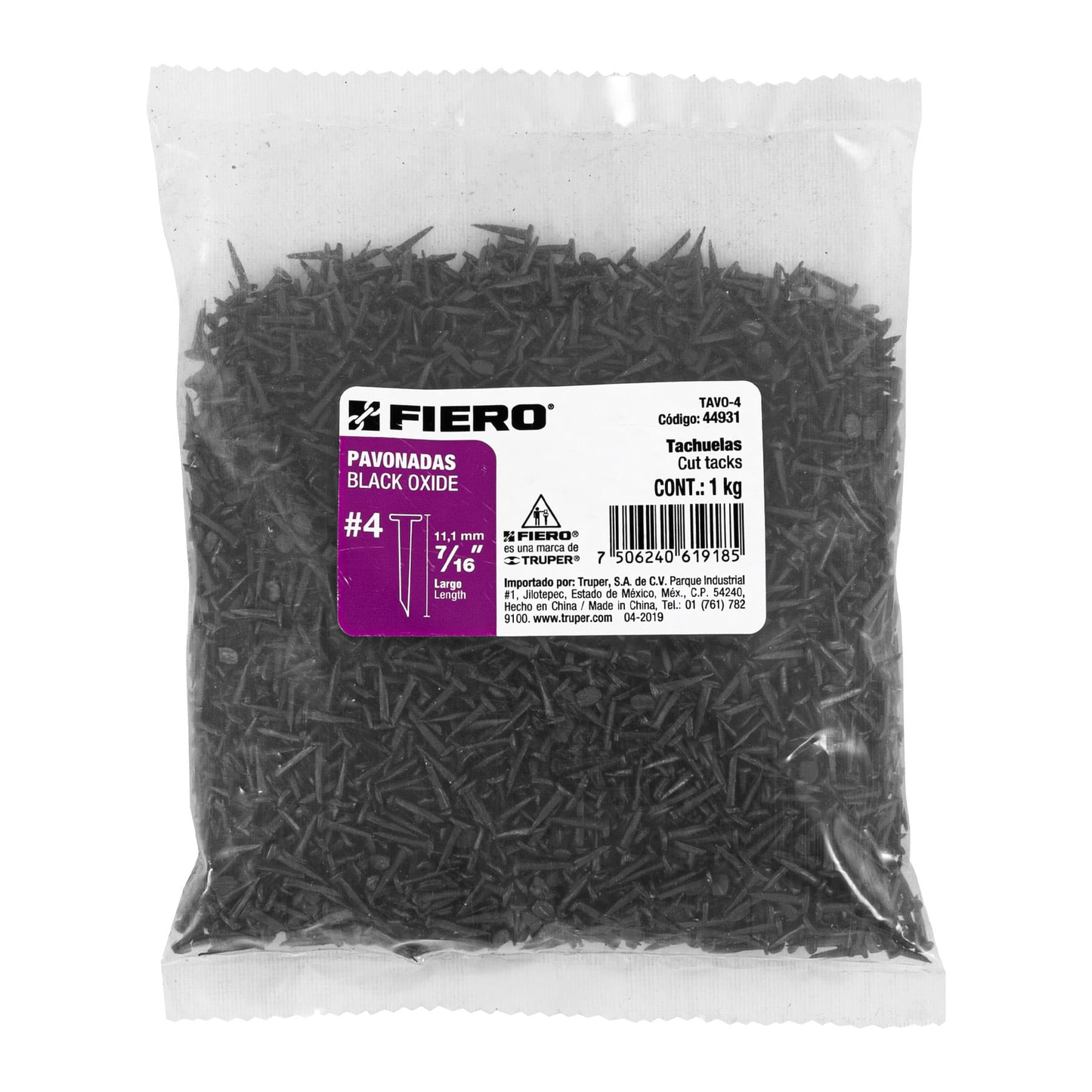 Tachuela pavonada, No. 4, bolsa 1 kg