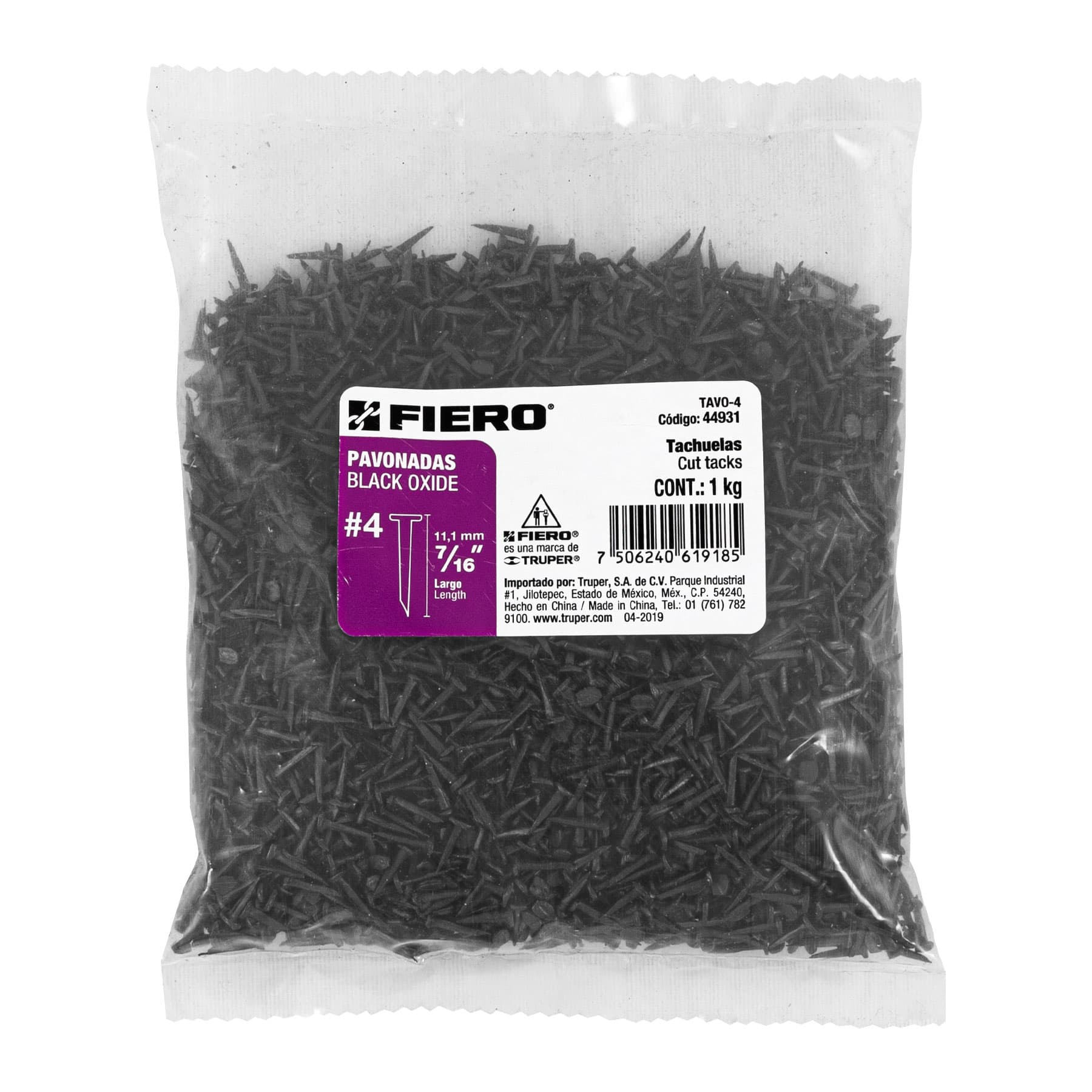 Tachuela pavonada, No. 4, bolsa 1 kg