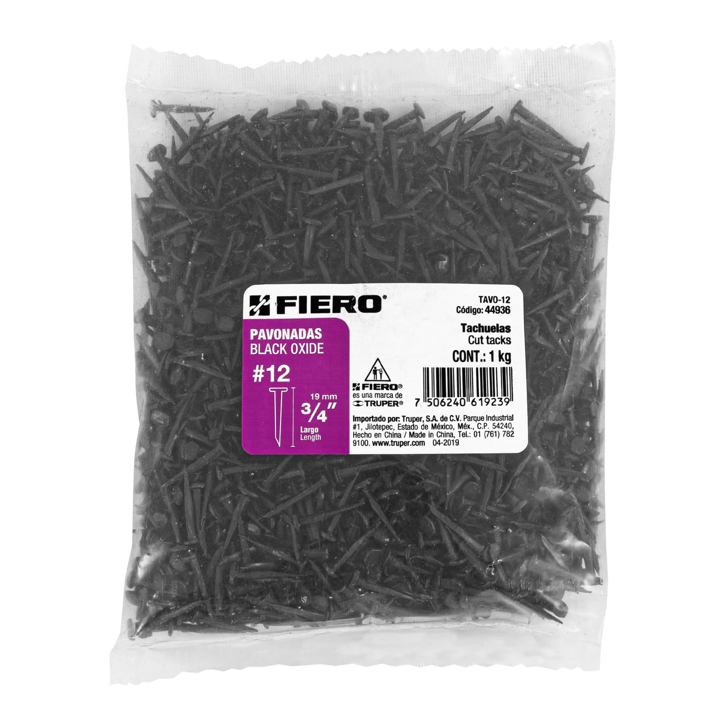 Tachuela pavonada, No. 12, bolsa 1 kg