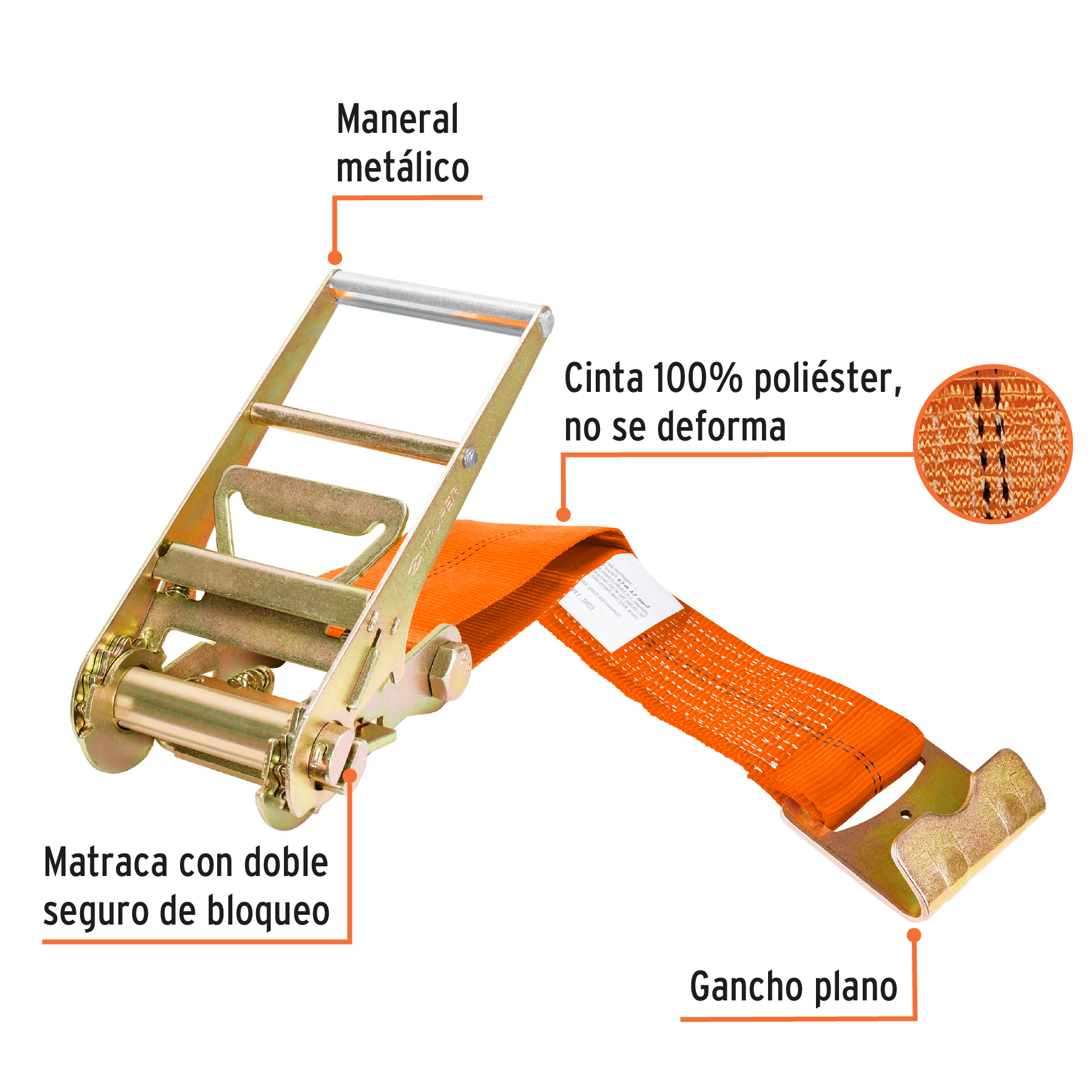 Sujetadores con matraca, carga máxima 5400 kgs