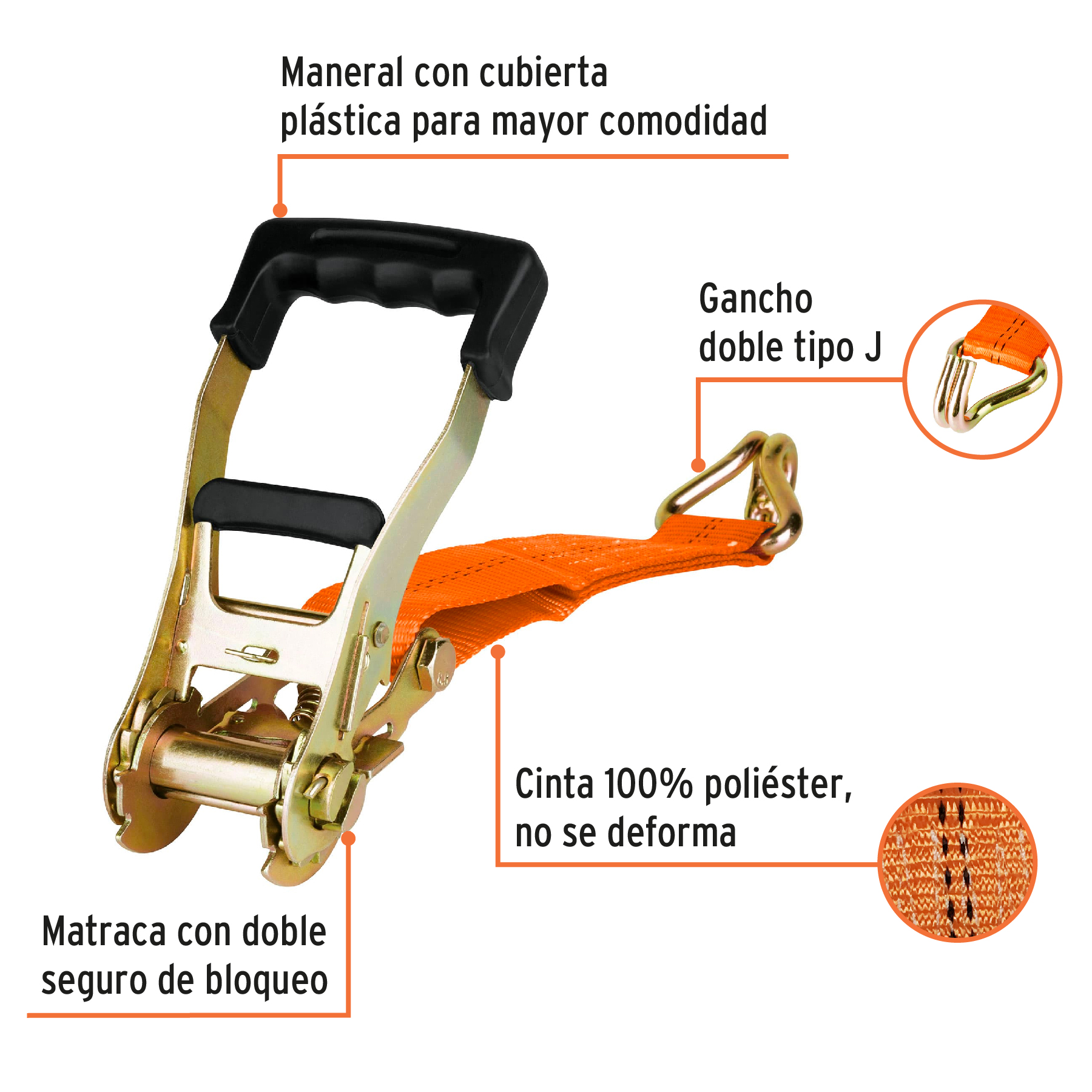 Sujetadores con matraca, carga máxima 5000 kg