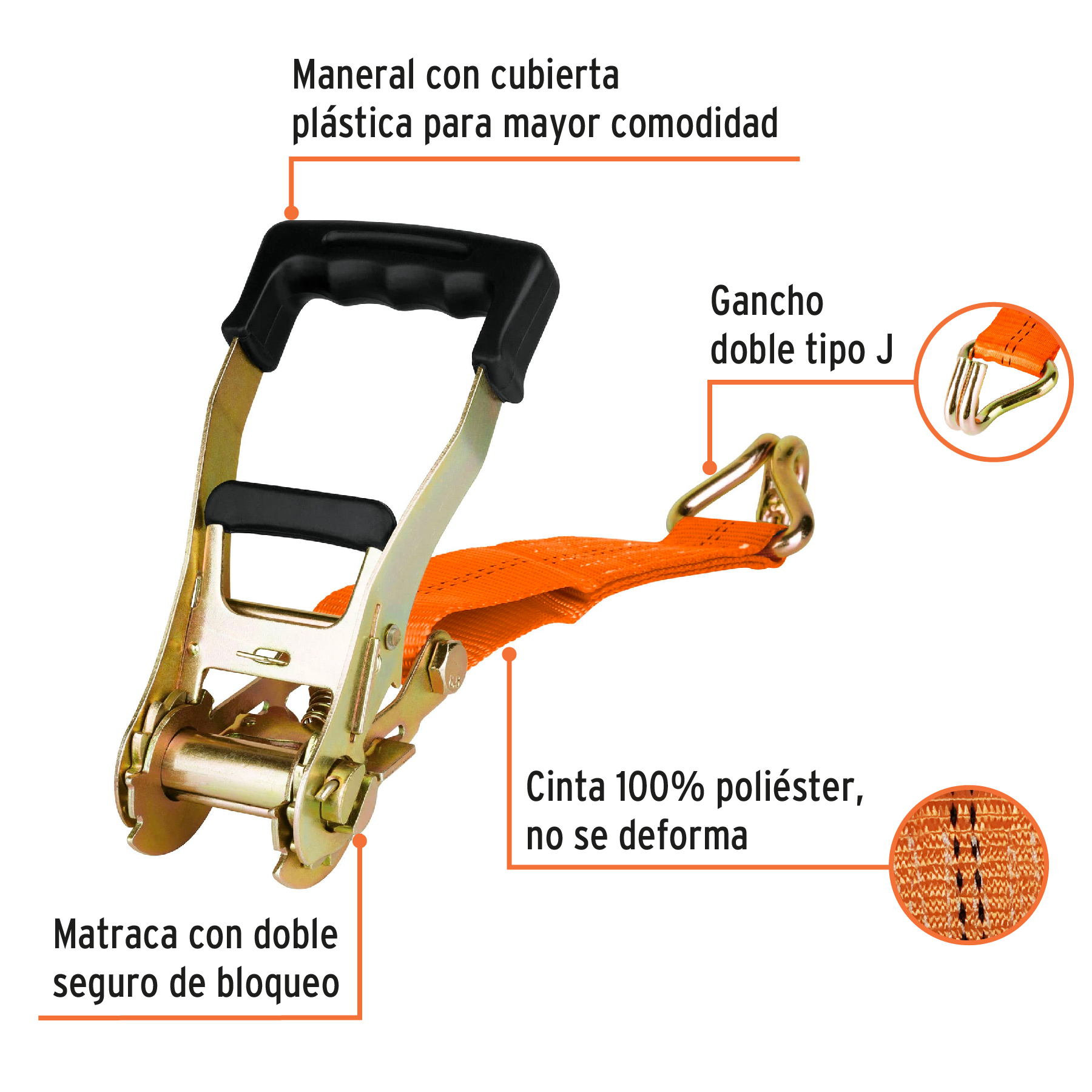 Sujetadores con matraca, carga máxima 3000 kg
