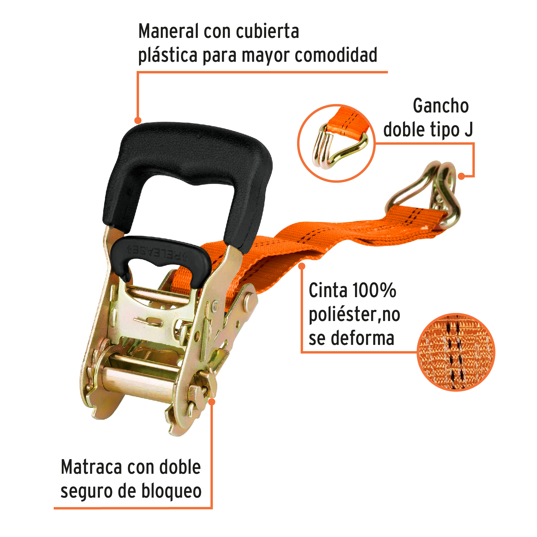 Sujetadores con matraca, carga máxima 2250 kg
