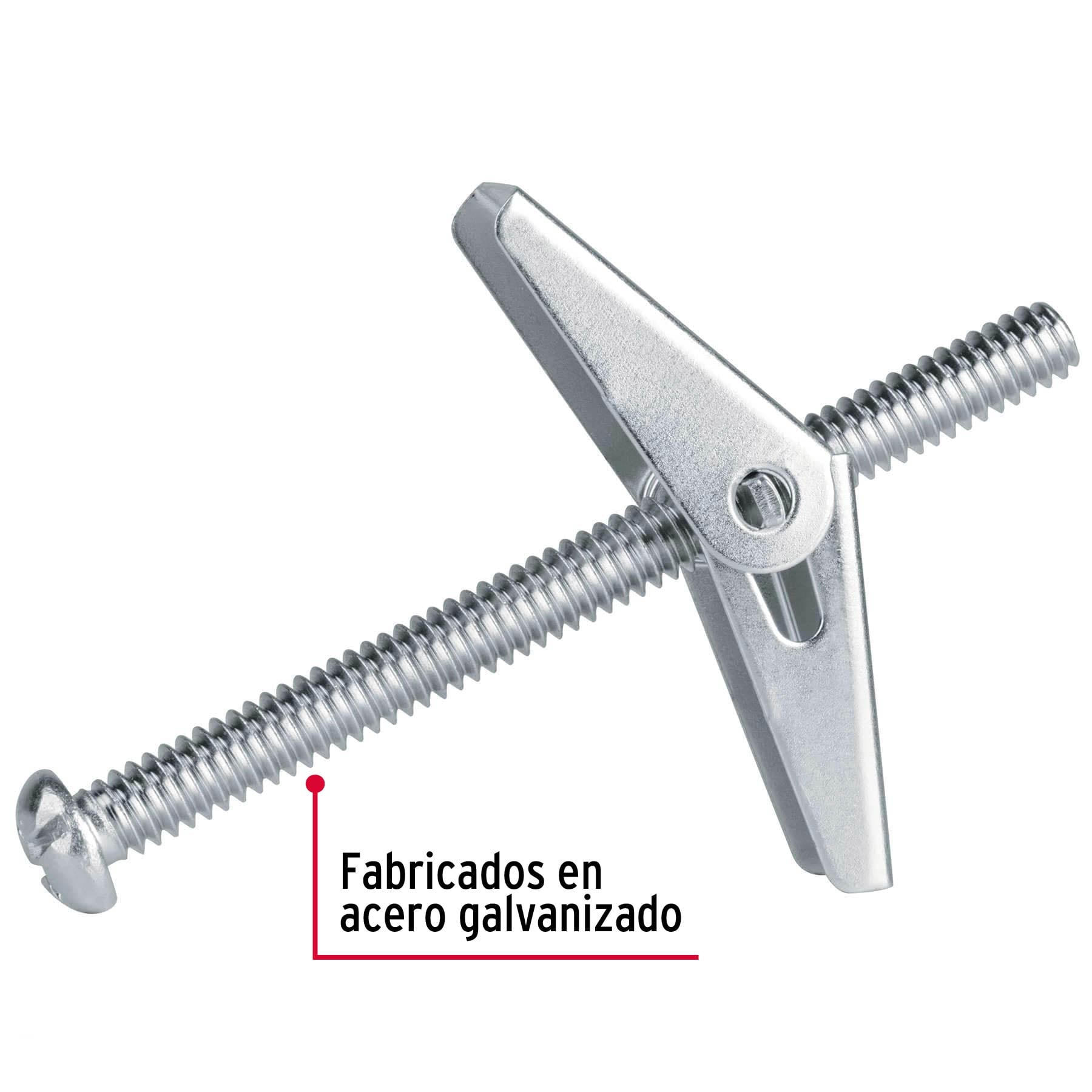 Sujetador tipo mariposa 3/16 X 3", bolsa 4 piezas