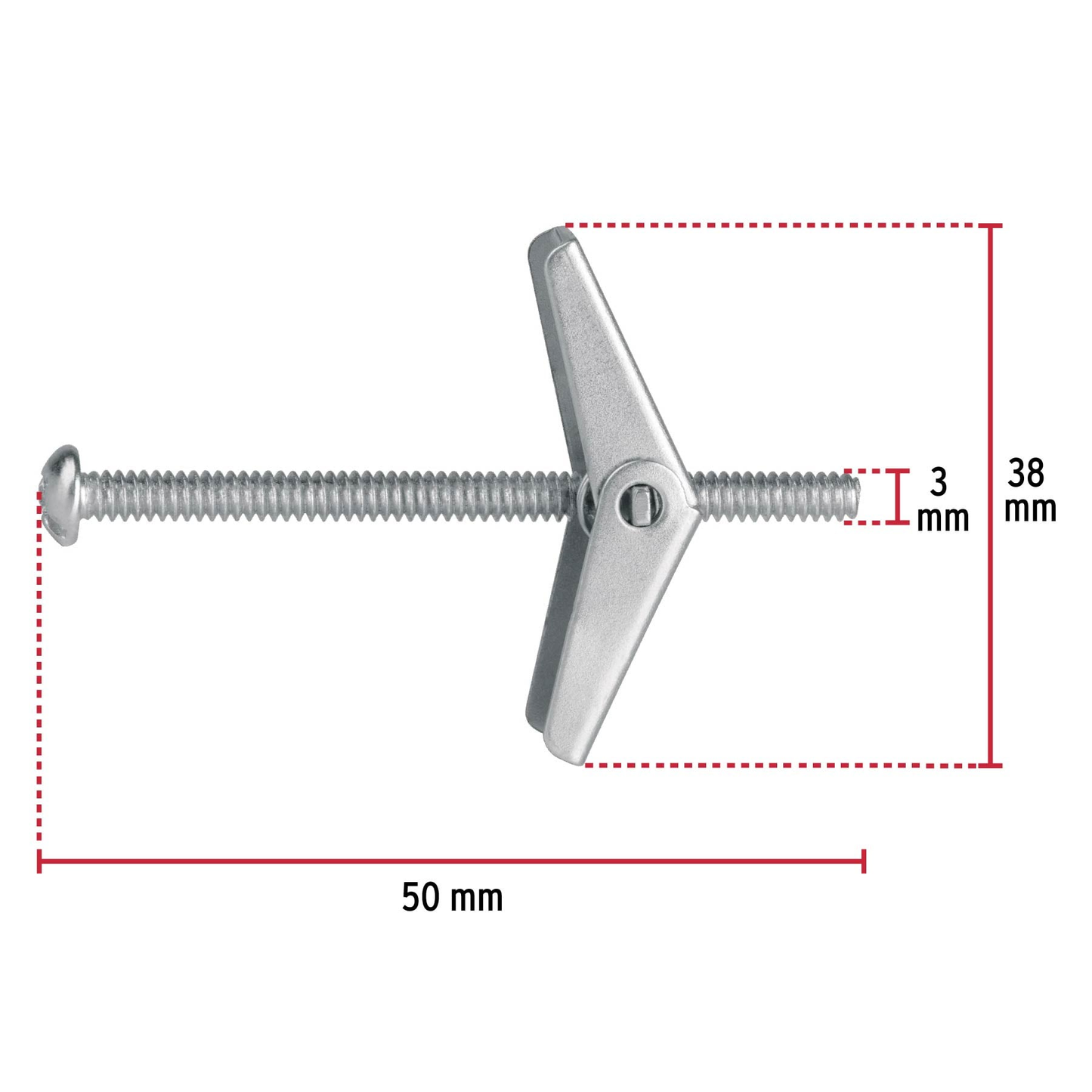 Sujetador tipo mariposa 1/8 X 2", bolsa 4 piezas