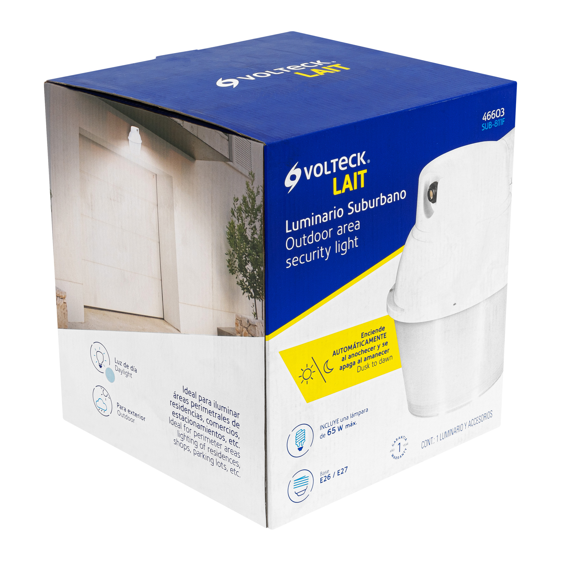 Suburbano estándar con fotocelda, 65W, 6500K, Fluorescente