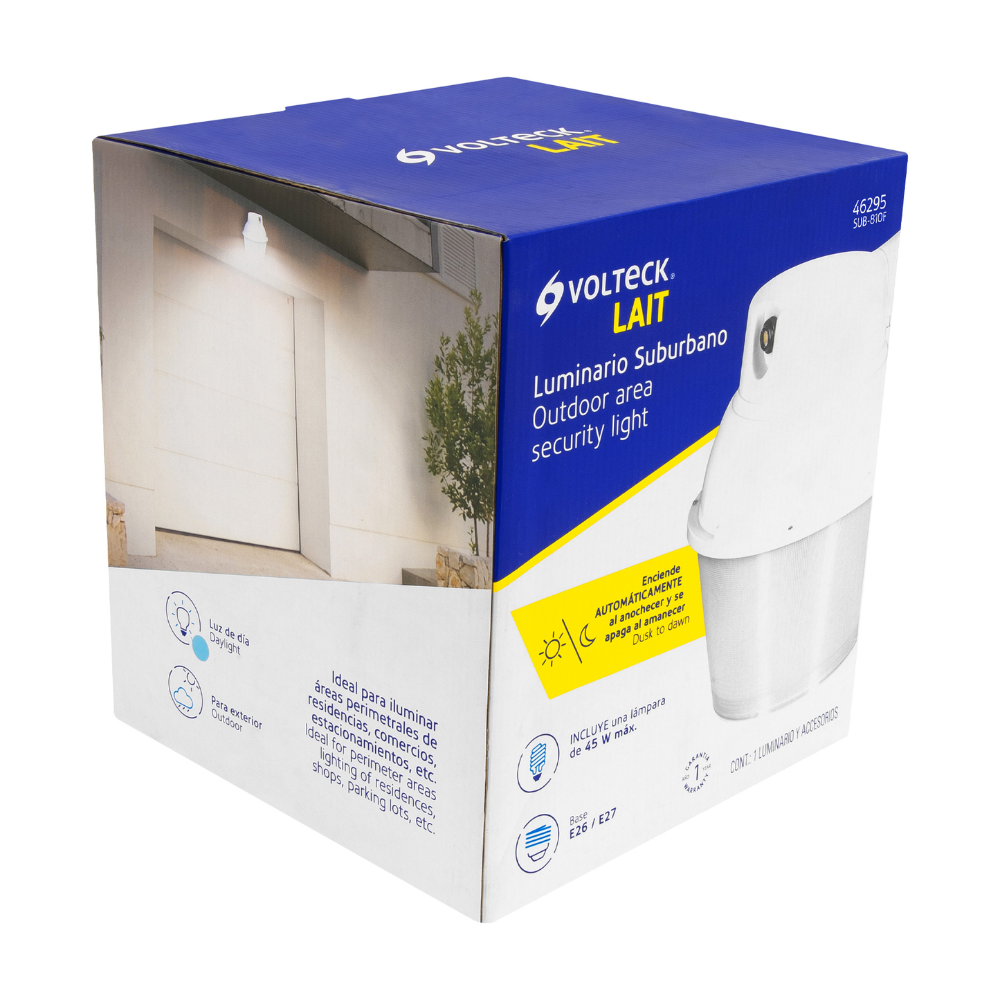 Suburbano estándar con fotocelda, 45W, 6500K, Fluorescente