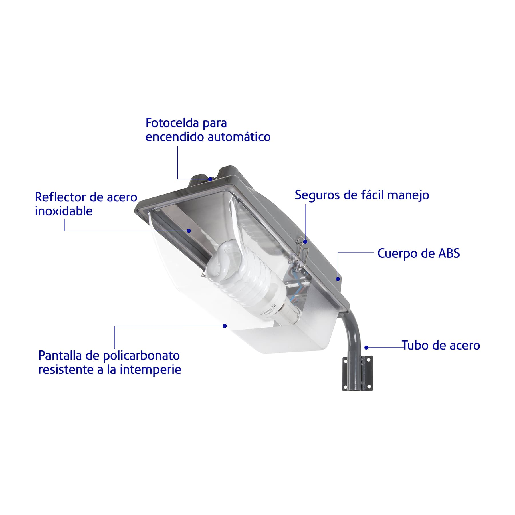 Suburbano ABS con fotocelda, 45W, 6500K, Fluorescente