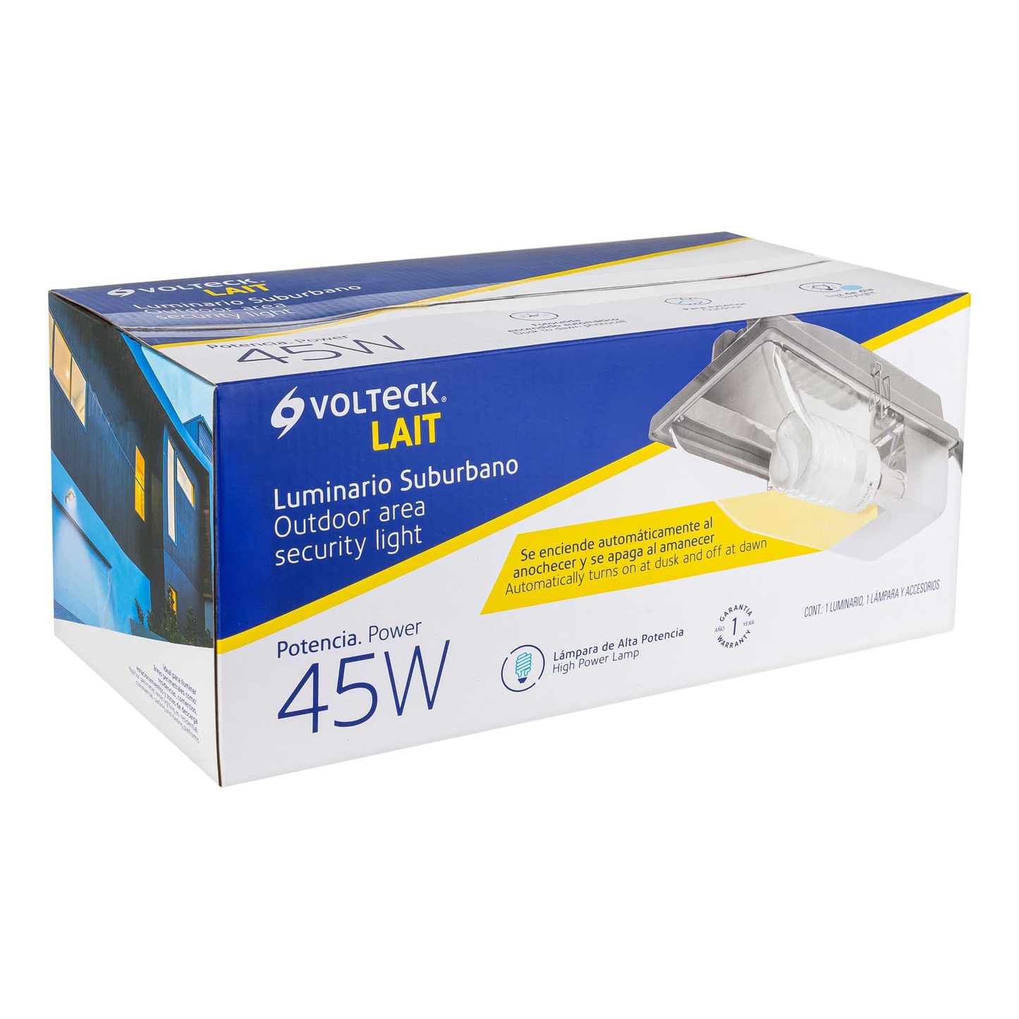 Suburbano ABS con fotocelda, 45W, 6500K, Fluorescente